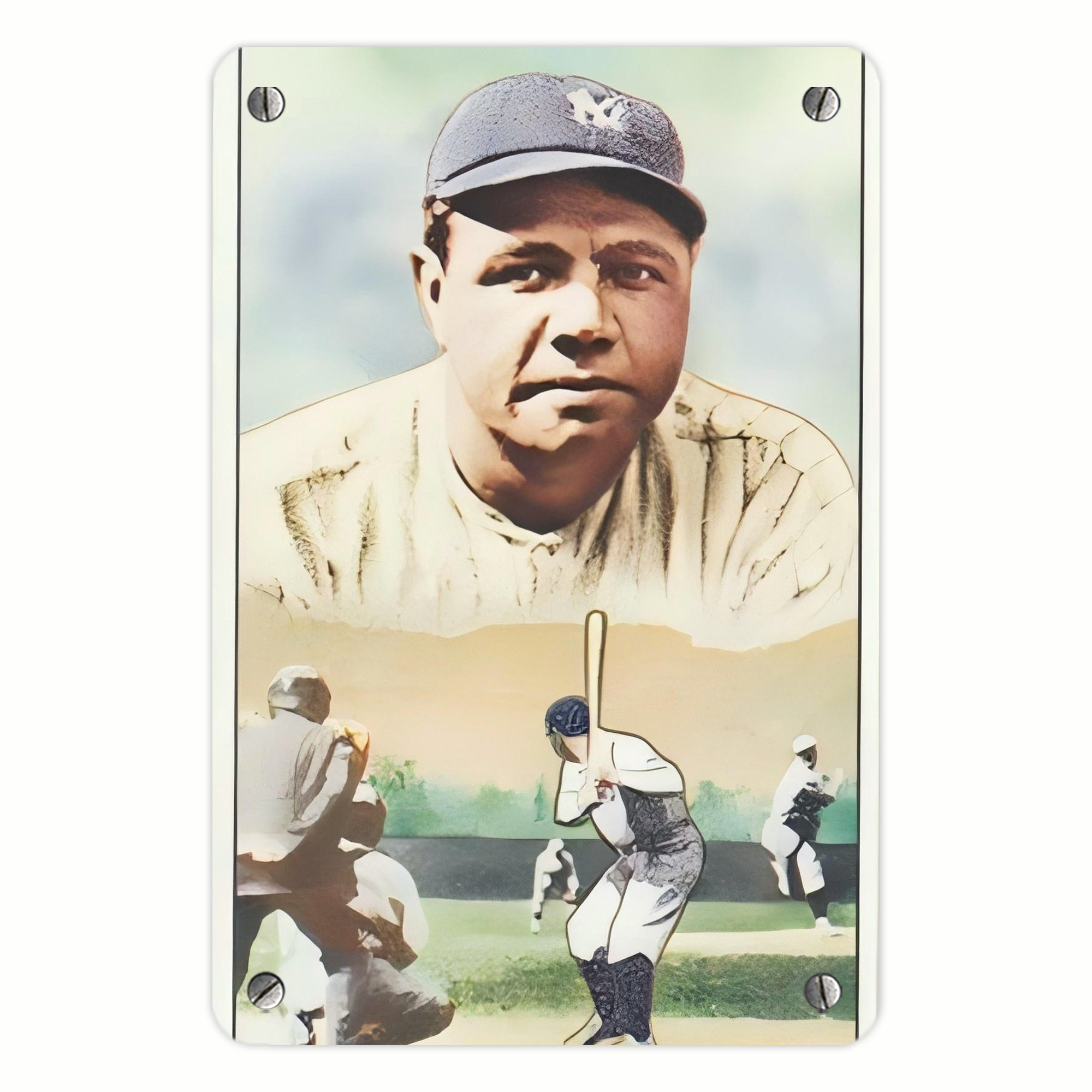 Babe Ruth 18 Metal Tin Sign 8x12inch - High-Quality Full-Print Decorative Wall Art, Durable Rust-Resistant Metal Plaque For Living Room, Bedroom, Kitchen, Office, Bar Décor