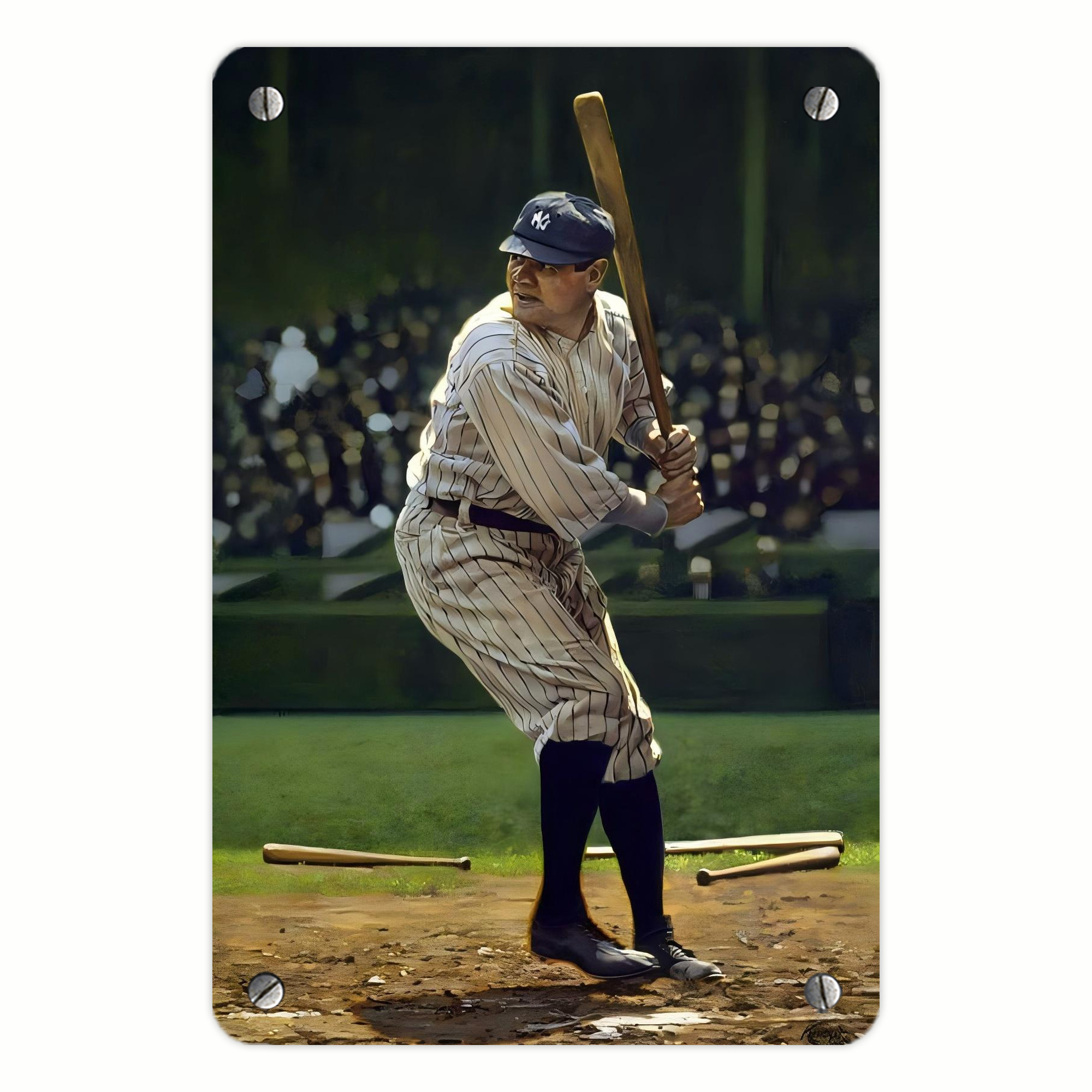 Babe Ruth 19 Metal Tin Sign 8x12inch - High-Quality Full-Print Decorative Wall Art, Durable Rust-Resistant Metal Plaque For Living Room, Bedroom, Kitchen, Office, Bar Décor