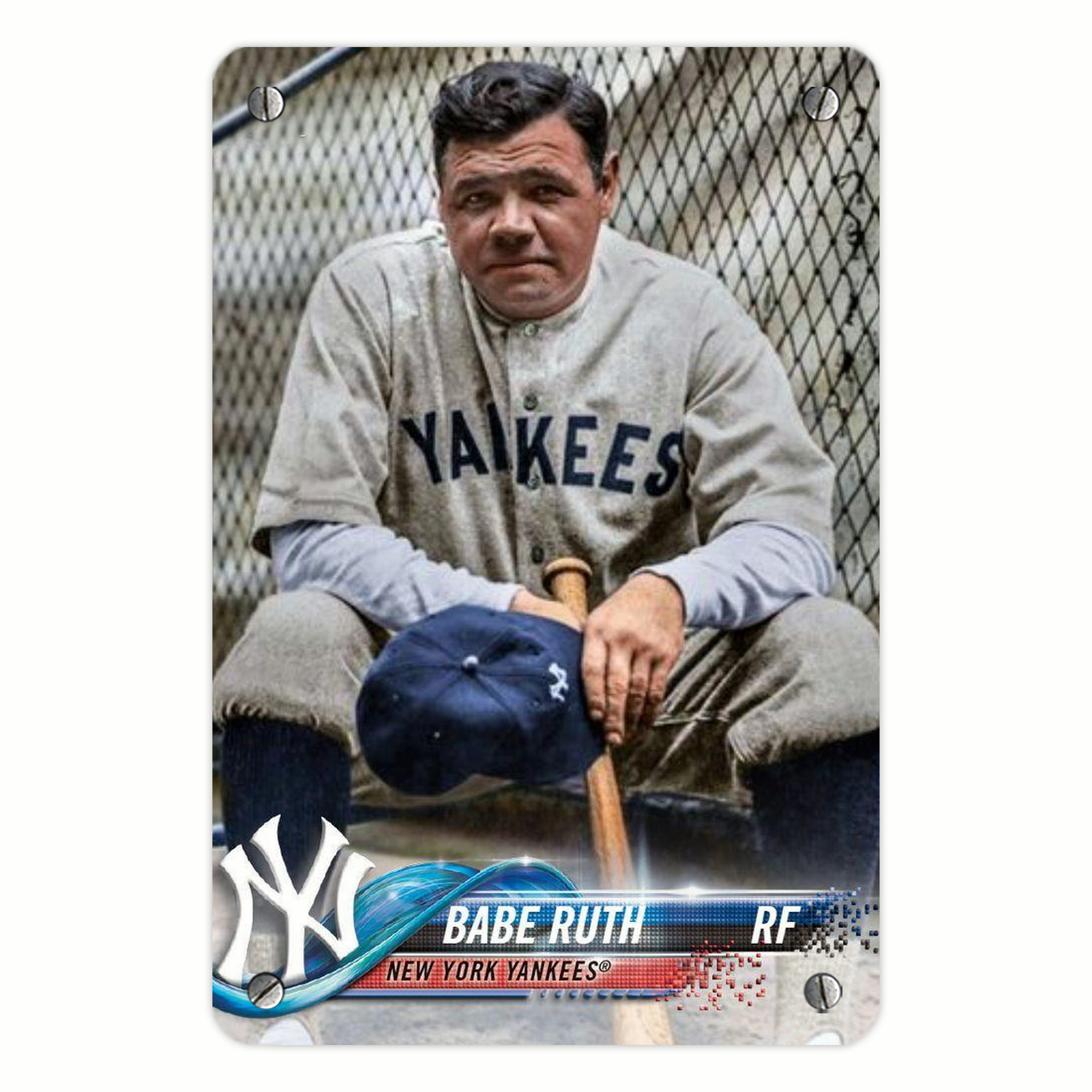 Babe Ruth 24 Metal Tin Sign 8x12inch - High-Quality Full-Print Decorative Wall Art, Durable Rust-Resistant Metal Plaque For Living Room, Bedroom, Kitchen, Office, Bar Décor