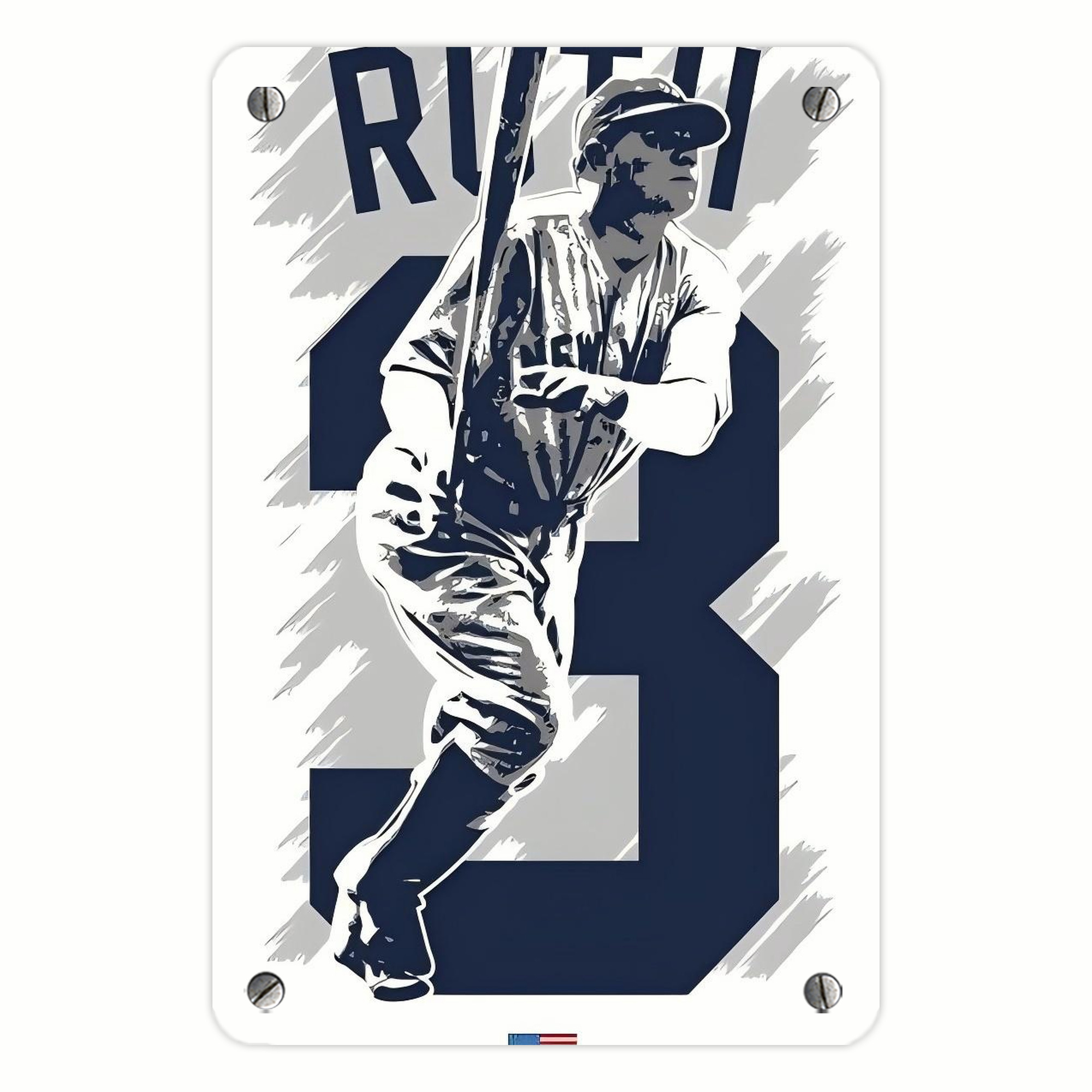 Babe Ruth 27 Metal Tin Sign 8x12inch - High-Quality Full-Print Decorative Wall Art, Durable Rust-Resistant Metal Plaque For Living Room, Bedroom, Kitchen, Office, Bar Décor