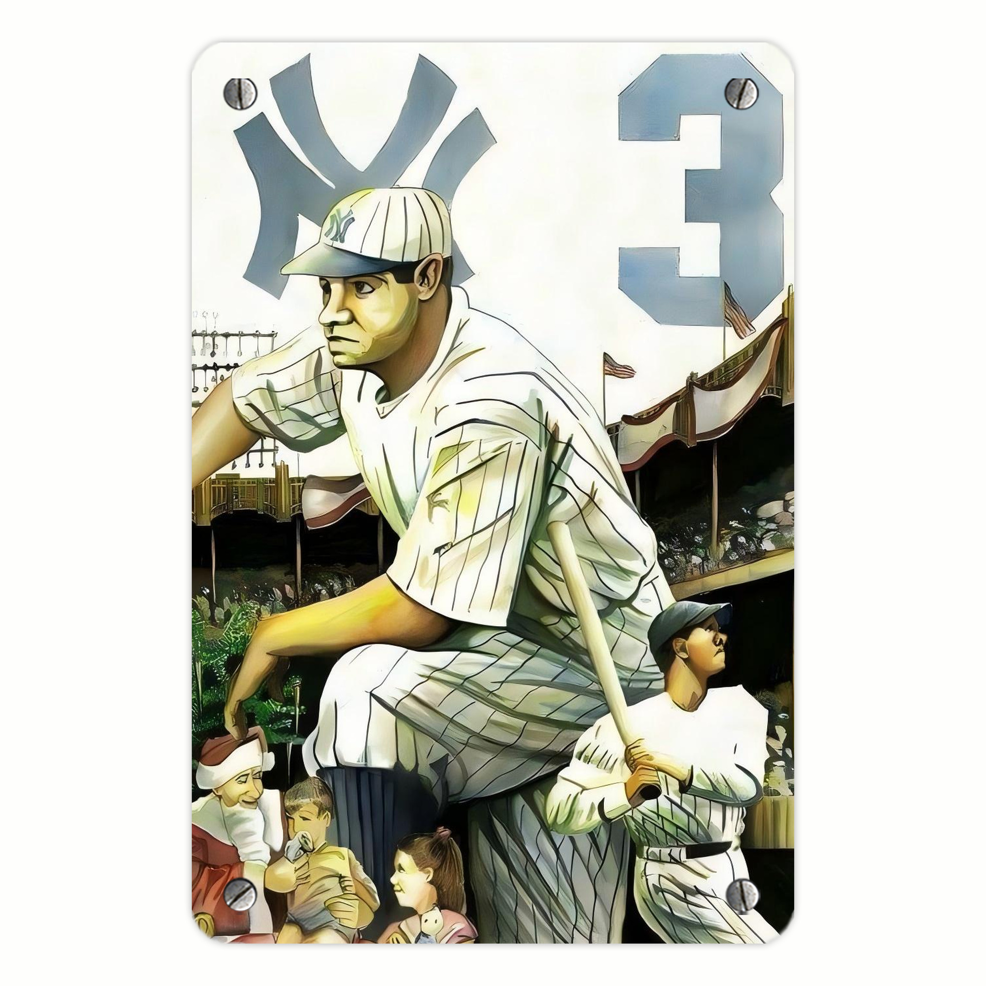 Babe Ruth 33 Metal Tin Sign 8x12inch - High-Quality Full-Print Decorative Wall Art, Durable Rust-Resistant Metal Plaque For Living Room, Bedroom, Kitchen, Office, Bar Décor