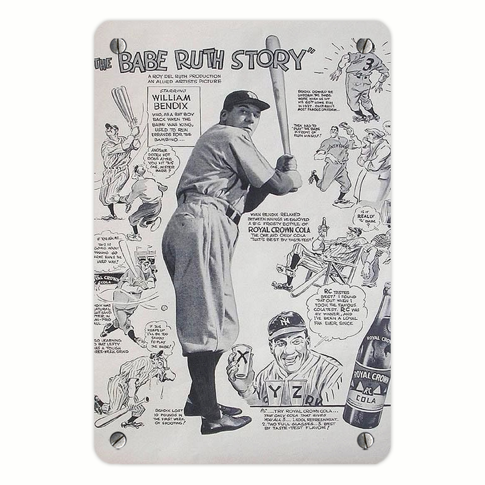Babe Ruth 36 Metal Tin Sign 8x12inch - High-Quality Full-Print Decorative Wall Art, Durable Rust-Resistant Metal Plaque For Living Room, Bedroom, Kitchen, Office, Bar Décor