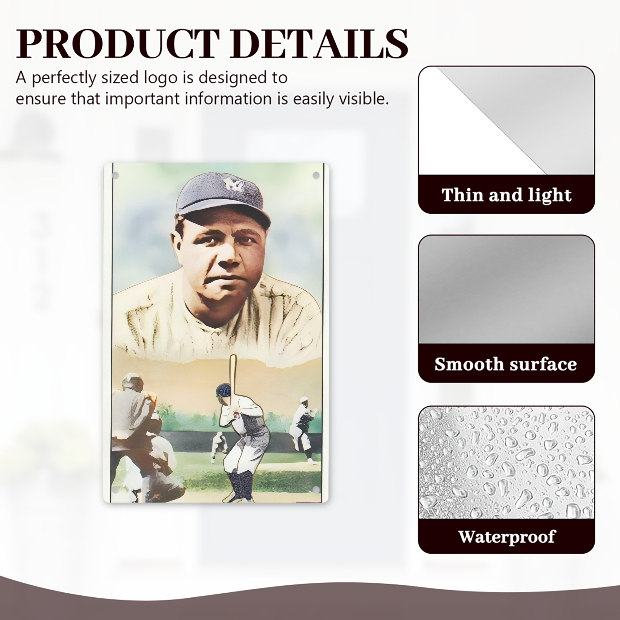 Babe Ruth 18 8x12inch Vertical Aluminum Sign - Durable Fade-Resistant Indoor/Outdoor Safety & Information Plaque For Office, Hotel, Restaurant, Bar, Public Spaces