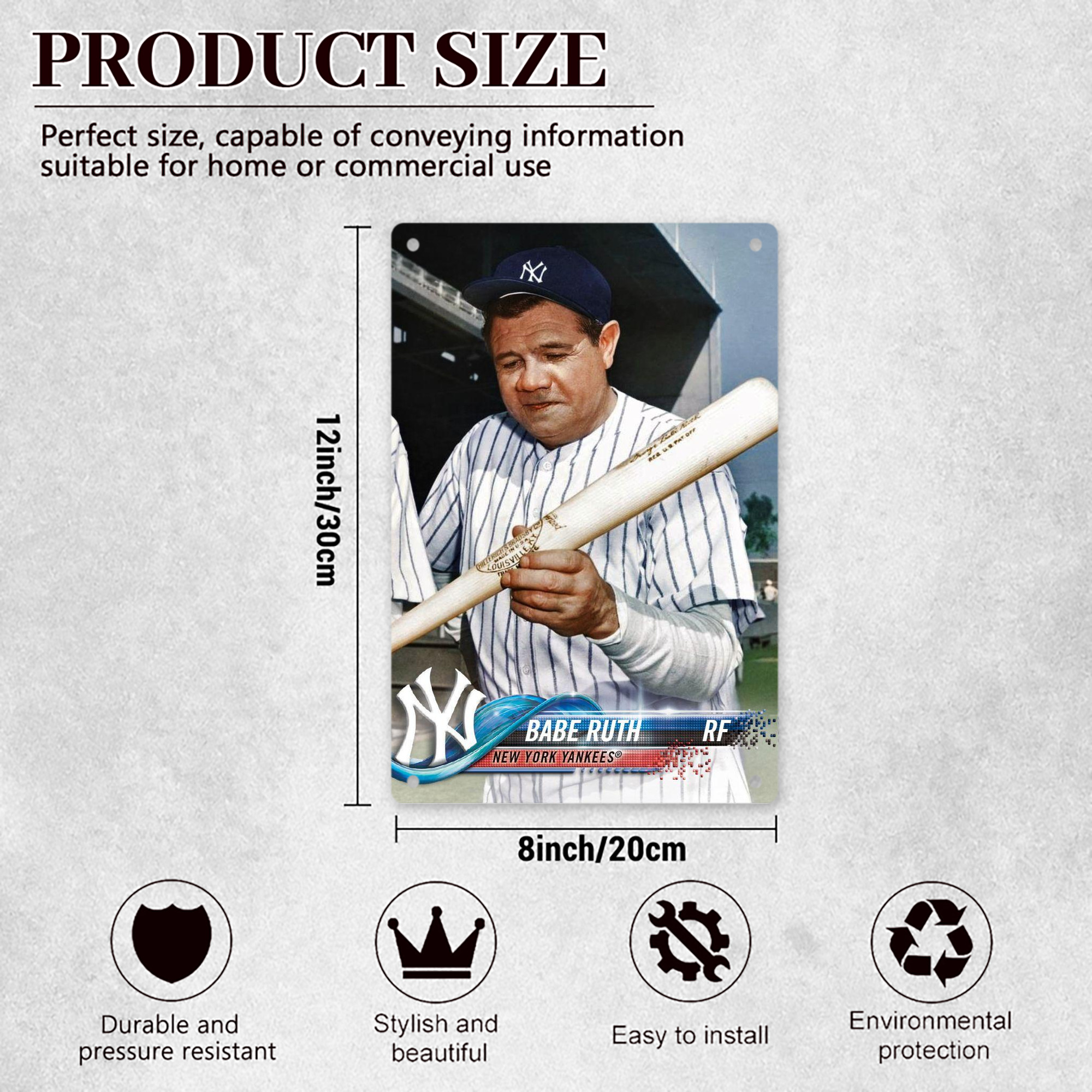 Babe Ruth 20 8x12inch Vertical Aluminum Sign - Durable Fade-Resistant Indoor/Outdoor Safety & Information Plaque For Office, Hotel, Restaurant, Bar, Public Spaces