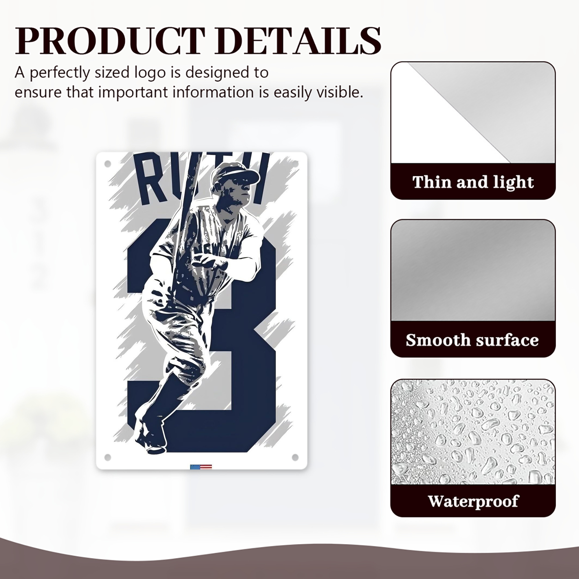 Babe Ruth 27 8x12inch Vertical Aluminum Sign - Durable Fade-Resistant Indoor/Outdoor Safety & Information Plaque For Office, Hotel, Restaurant, Bar, Public Spaces