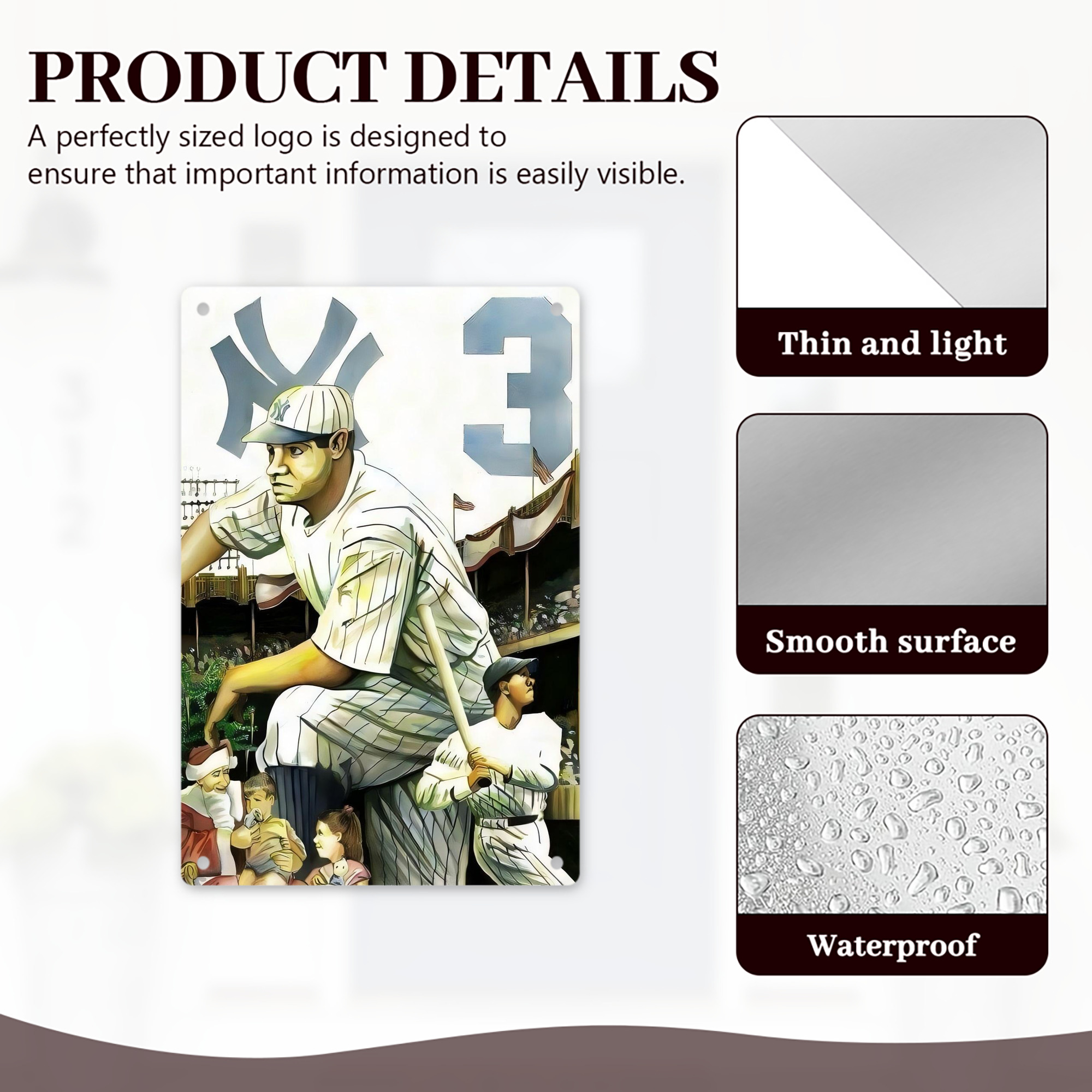 Babe Ruth 33 8x12inch Vertical Aluminum Sign - Durable Fade-Resistant Indoor/Outdoor Safety & Information Plaque For Office, Hotel, Restaurant, Bar, Public Spaces