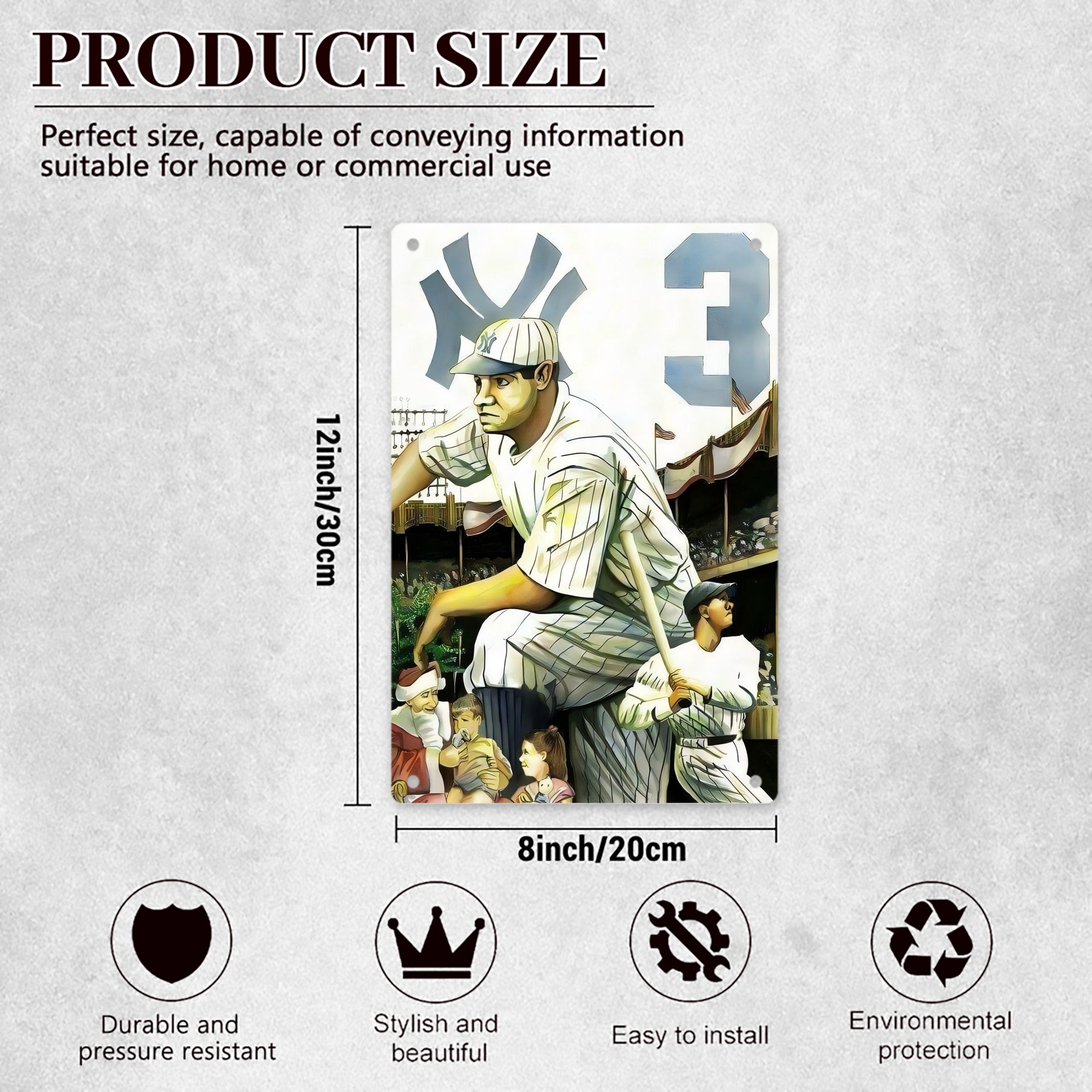 Babe Ruth 33 8x12inch Vertical Aluminum Sign - Durable Fade-Resistant Indoor/Outdoor Safety & Information Plaque For Office, Hotel, Restaurant, Bar, Public Spaces