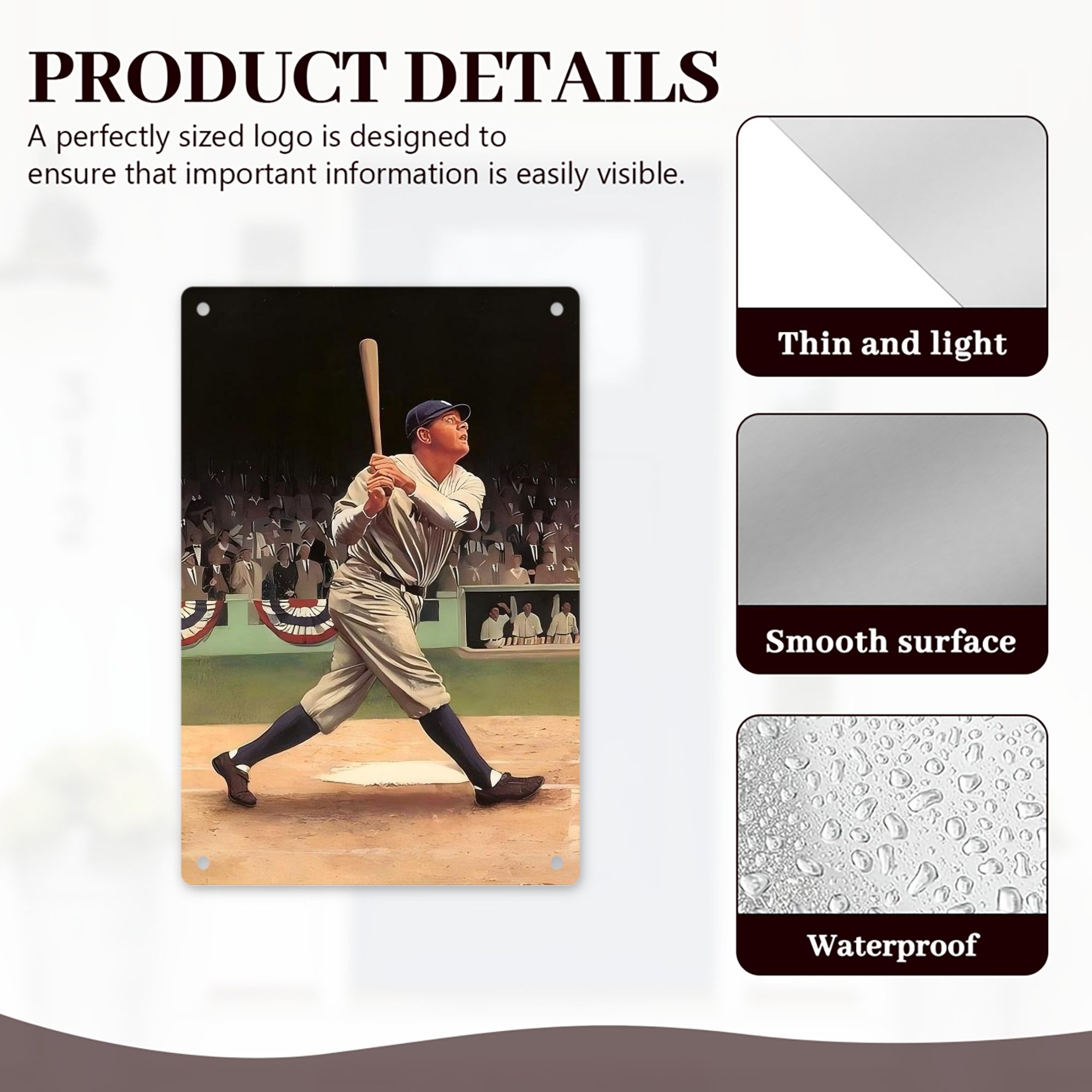 Babe Ruth 35 8x12inch Vertical Aluminum Sign - Durable Fade-Resistant Indoor/Outdoor Safety & Information Plaque For Office, Hotel, Restaurant, Bar, Public Spaces
