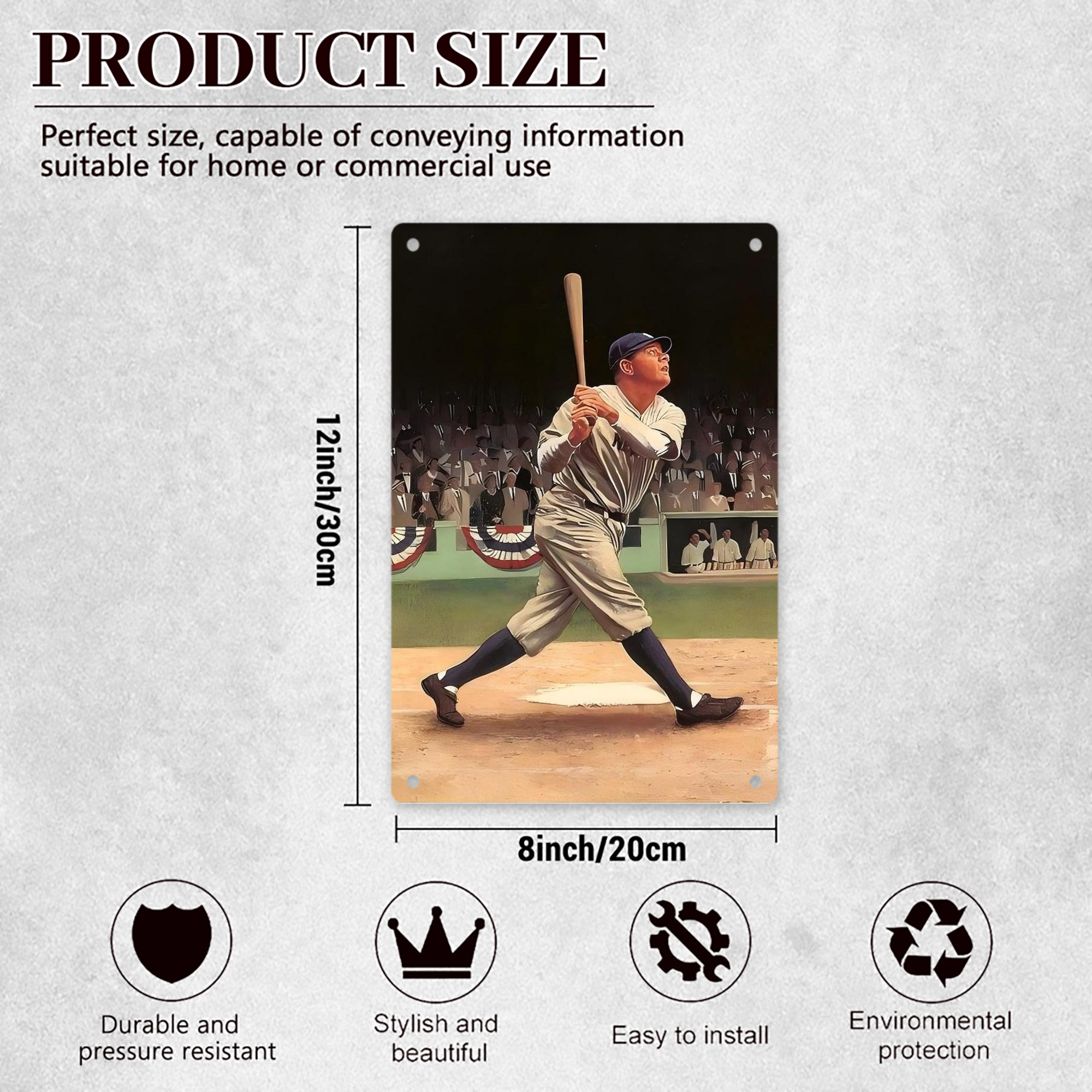 Babe Ruth 35 8x12inch Vertical Aluminum Sign - Durable Fade-Resistant Indoor/Outdoor Safety & Information Plaque For Office, Hotel, Restaurant, Bar, Public Spaces