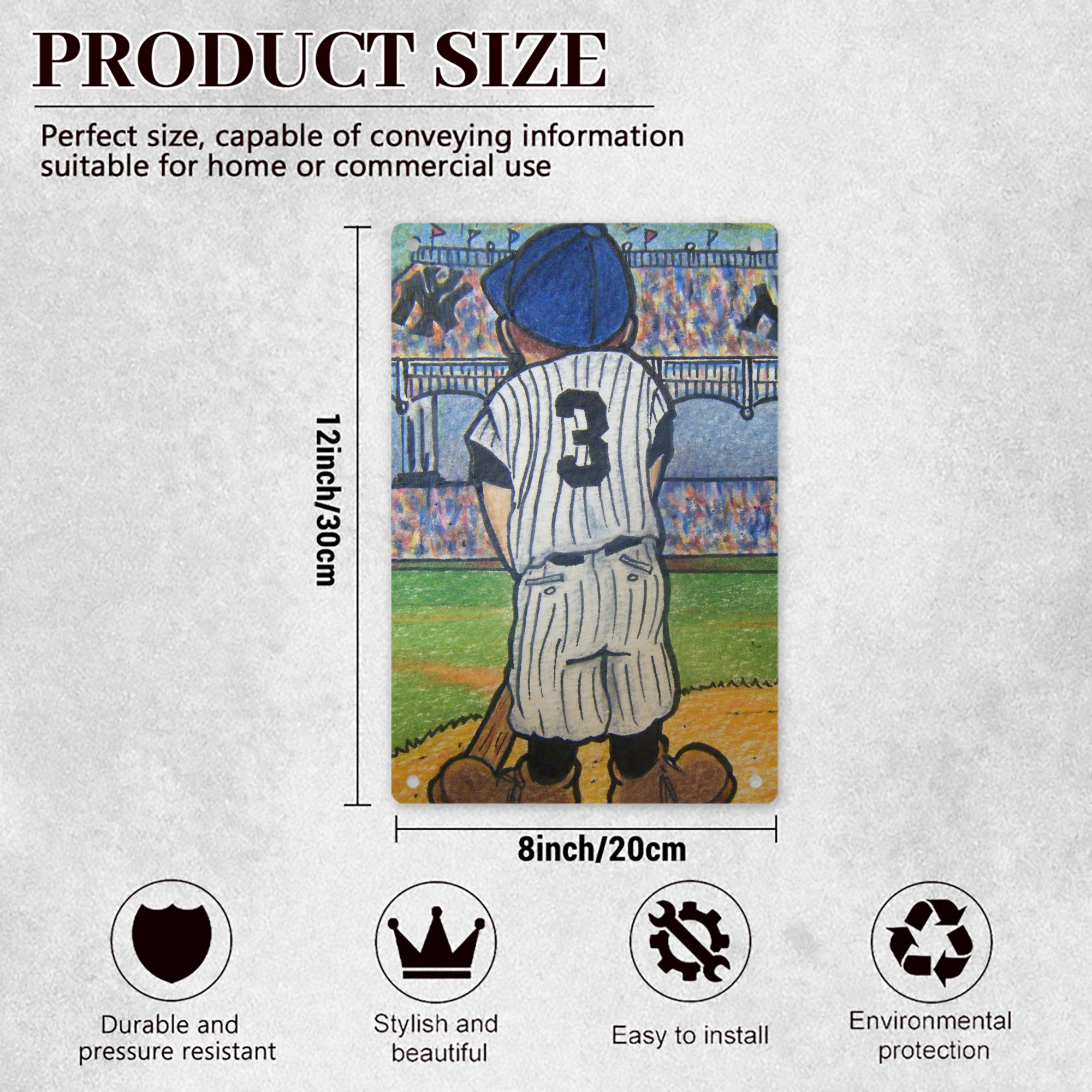 Babe Ruth 37 8x12inch Vertical Aluminum Sign - Durable Fade-Resistant Indoor/Outdoor Safety & Information Plaque For Office, Hotel, Restaurant, Bar, Public Spaces