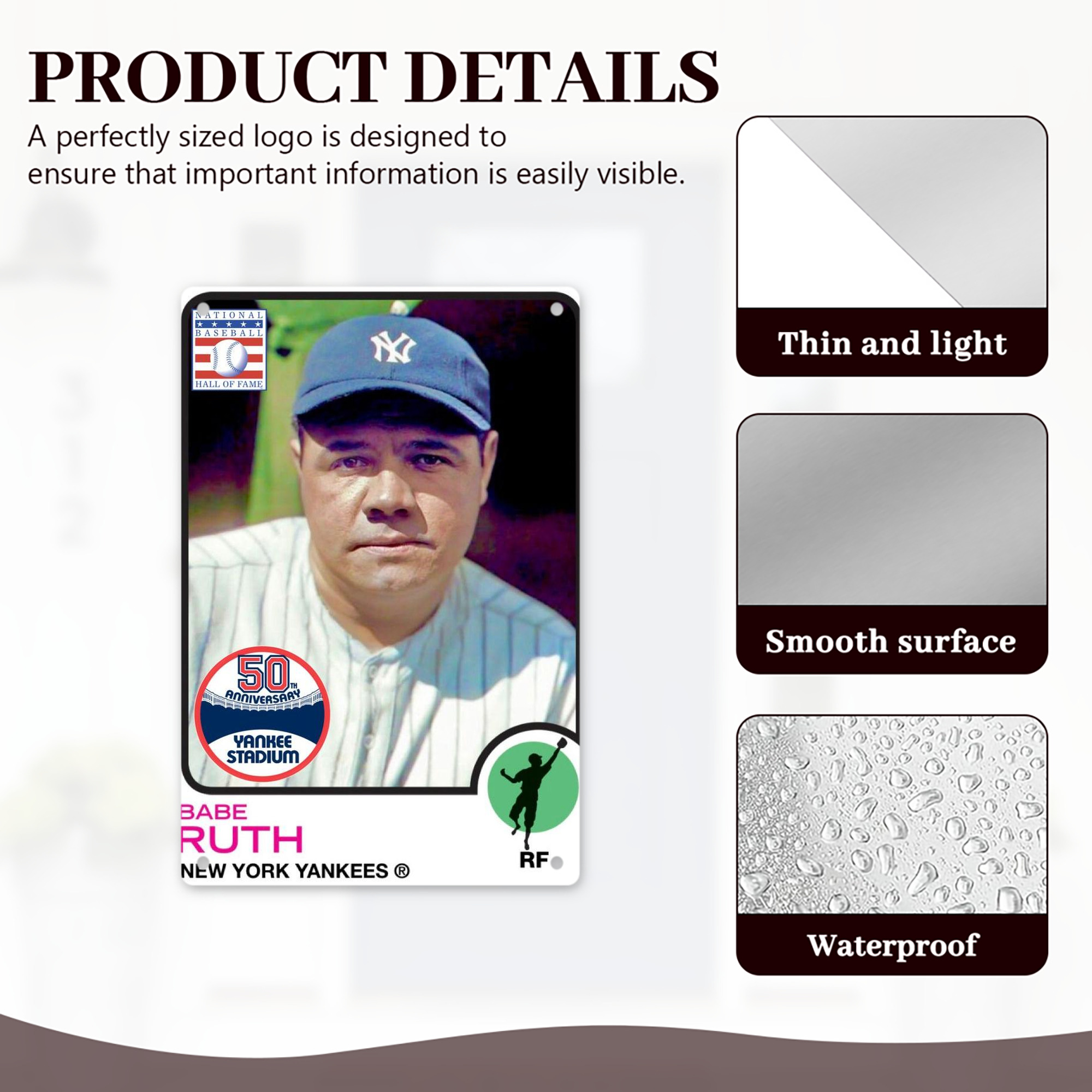 Babe Ruth 40 8x12inch Vertical Aluminum Sign - Durable Fade-Resistant Indoor/Outdoor Safety & Information Plaque For Office, Hotel, Restaurant, Bar, Public Spaces