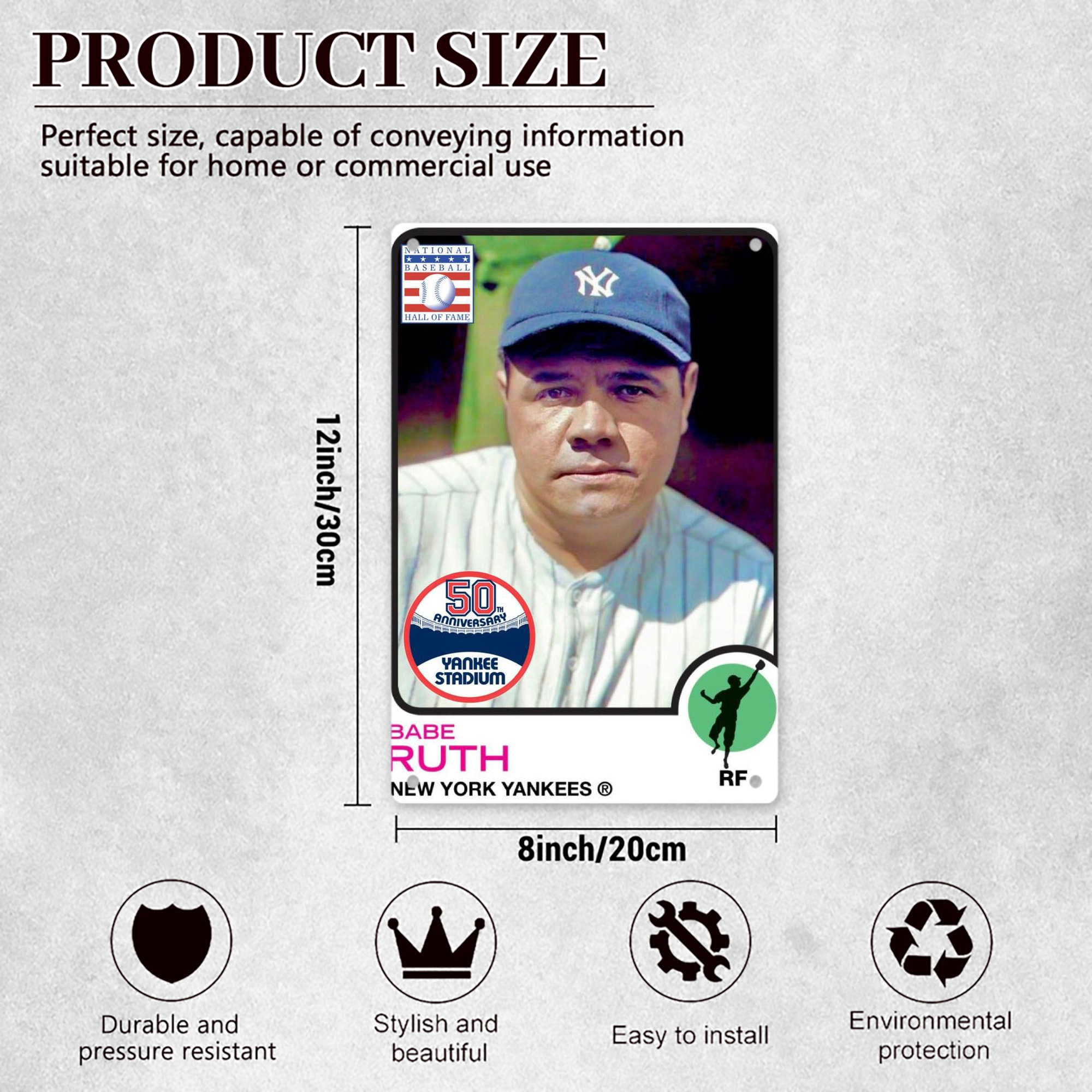 Babe Ruth 40 8x12inch Vertical Aluminum Sign - Durable Fade-Resistant Indoor/Outdoor Safety & Information Plaque For Office, Hotel, Restaurant, Bar, Public Spaces