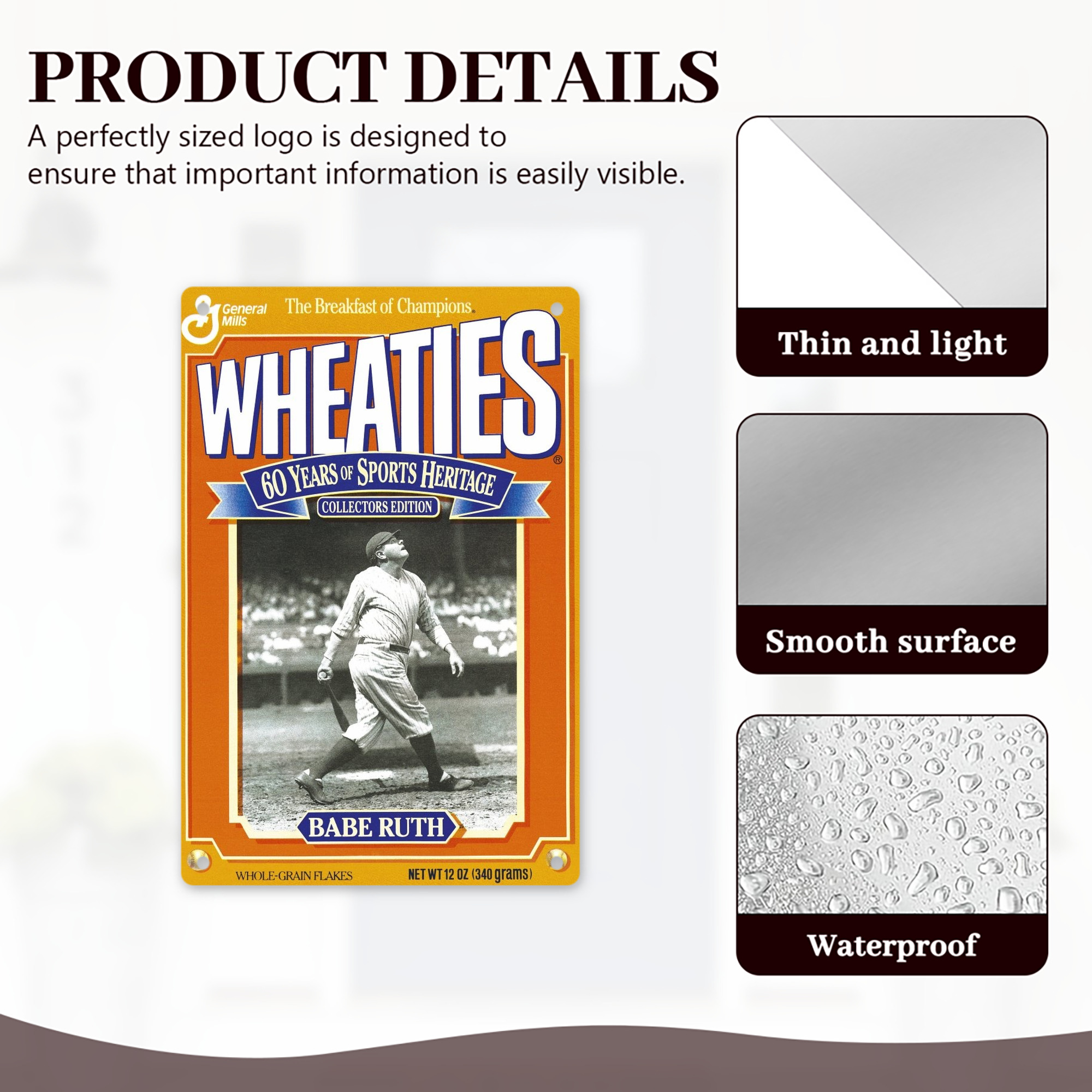 Babe Ruth 41 8x12inch Vertical Aluminum Sign - Durable Fade-Resistant Indoor/Outdoor Safety & Information Plaque For Office, Hotel, Restaurant, Bar, Public Spaces