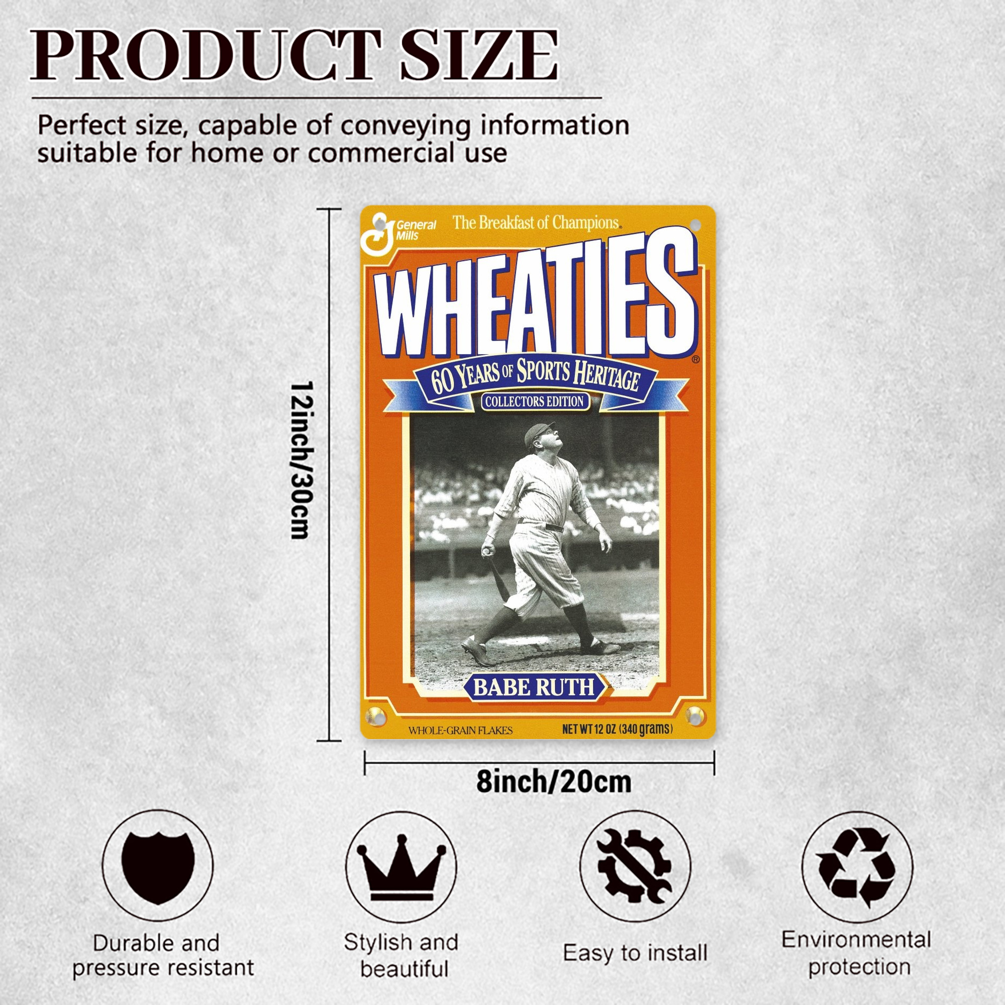 Babe Ruth 41 8x12inch Vertical Aluminum Sign - Durable Fade-Resistant Indoor/Outdoor Safety & Information Plaque For Office, Hotel, Restaurant, Bar, Public Spaces