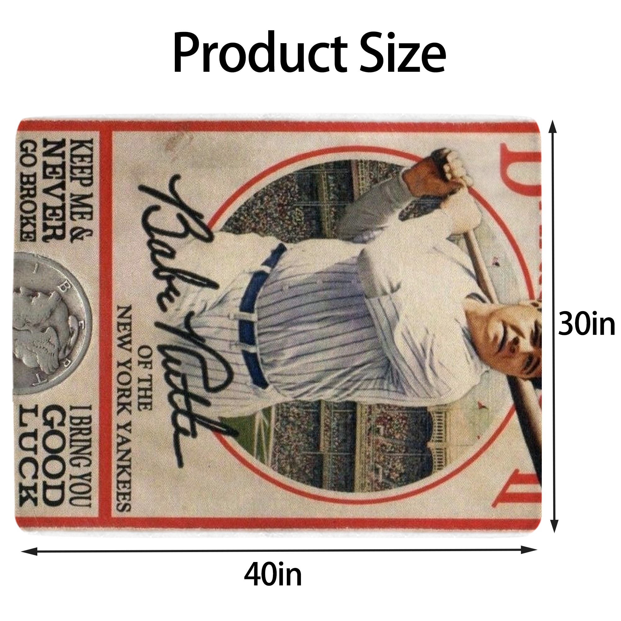 Babe Ruth 15 Soft Plush Fleece Blanket 30x40 Inch - 300GSM Flannel, Ultra Soft & Warm, Lightweight & Durable, Perfect For Kids, Adults, Couch, Bed, Camping, Travel, Gift For Family & Friends