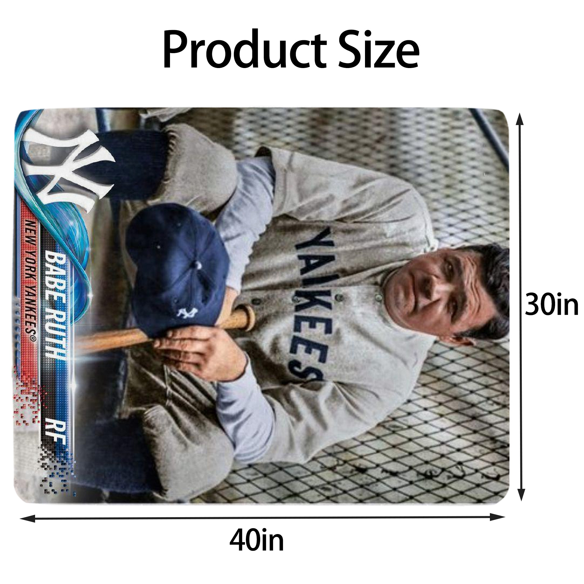 Babe Ruth 24 Soft Plush Fleece Blanket 30x40 Inch - 300GSM Flannel, Ultra Soft & Warm, Lightweight & Durable, Perfect For Kids, Adults, Couch, Bed, Camping, Travel, Gift For Family & Friends