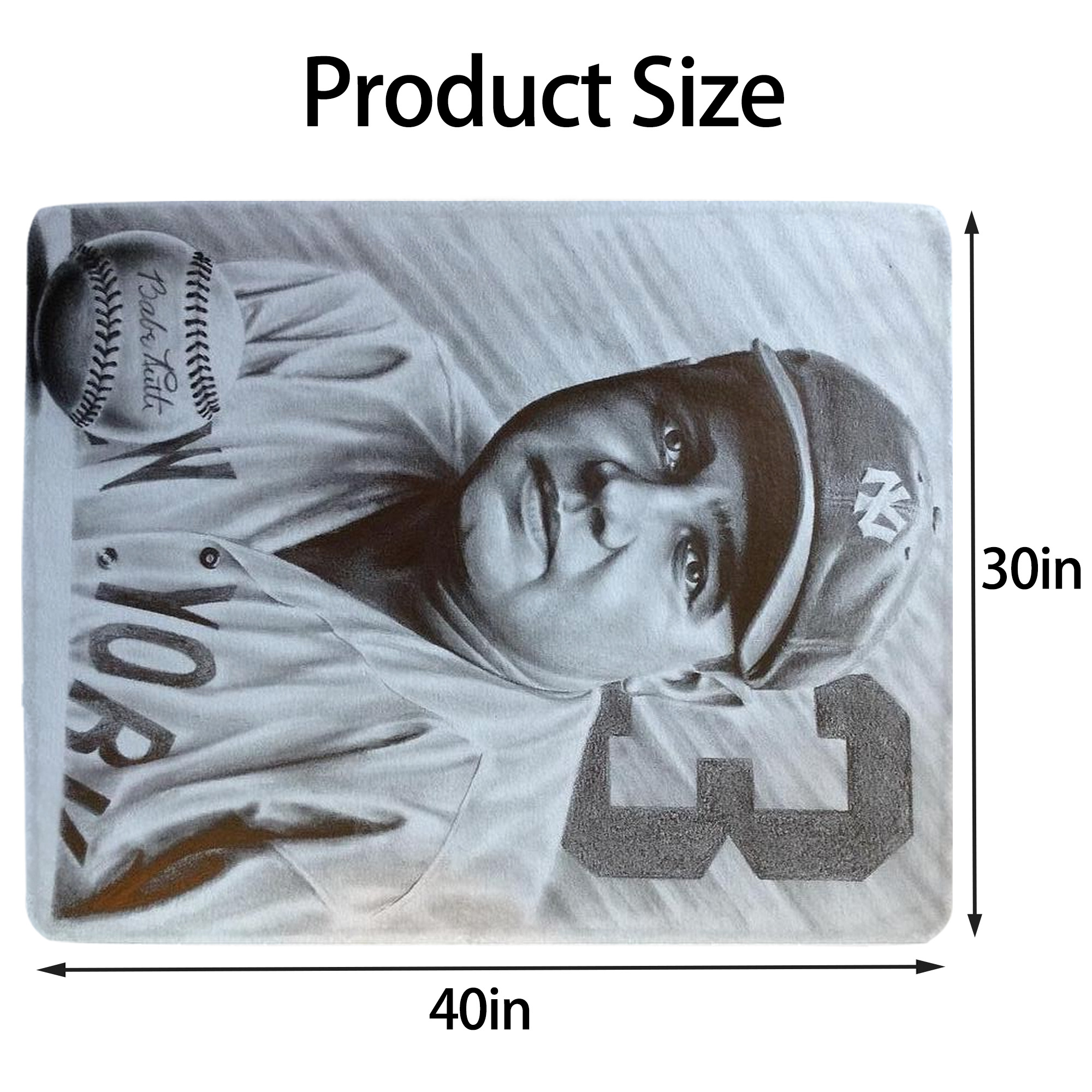 Babe Ruth 29 Soft Plush Fleece Blanket 30x40 Inch - 300GSM Flannel, Ultra Soft & Warm, Lightweight & Durable, Perfect For Kids, Adults, Couch, Bed, Camping, Travel, Gift For Family & Friends