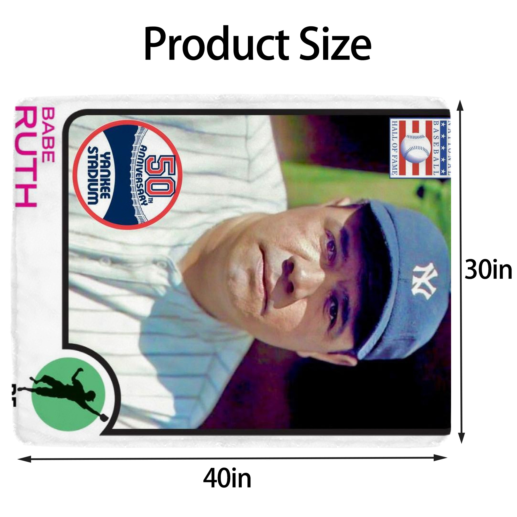 Babe Ruth 40 Soft Plush Fleece Blanket 30x40 Inch - 300GSM Flannel, Ultra Soft & Warm, Lightweight & Durable, Perfect For Kids, Adults, Couch, Bed, Camping, Travel, Gift For Family & Friends