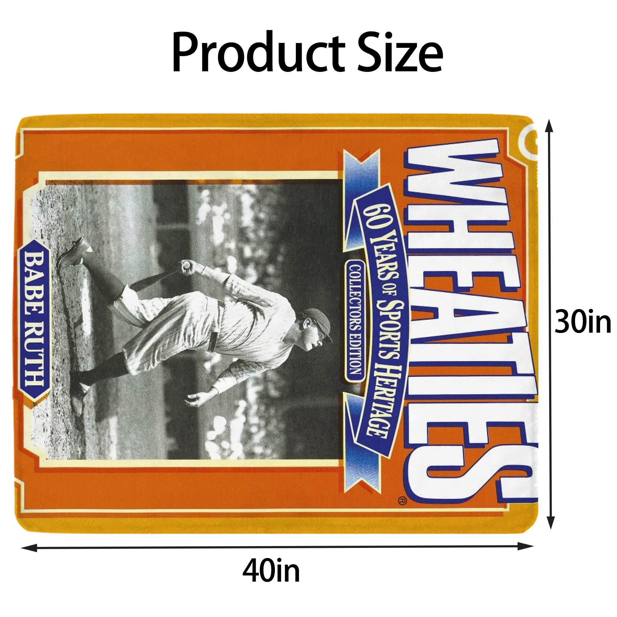 Babe Ruth 41 Soft Plush Fleece Blanket 30x40 Inch - 300GSM Flannel, Ultra Soft & Warm, Lightweight & Durable, Perfect For Kids, Adults, Couch, Bed, Camping, Travel, Gift For Family & Friends