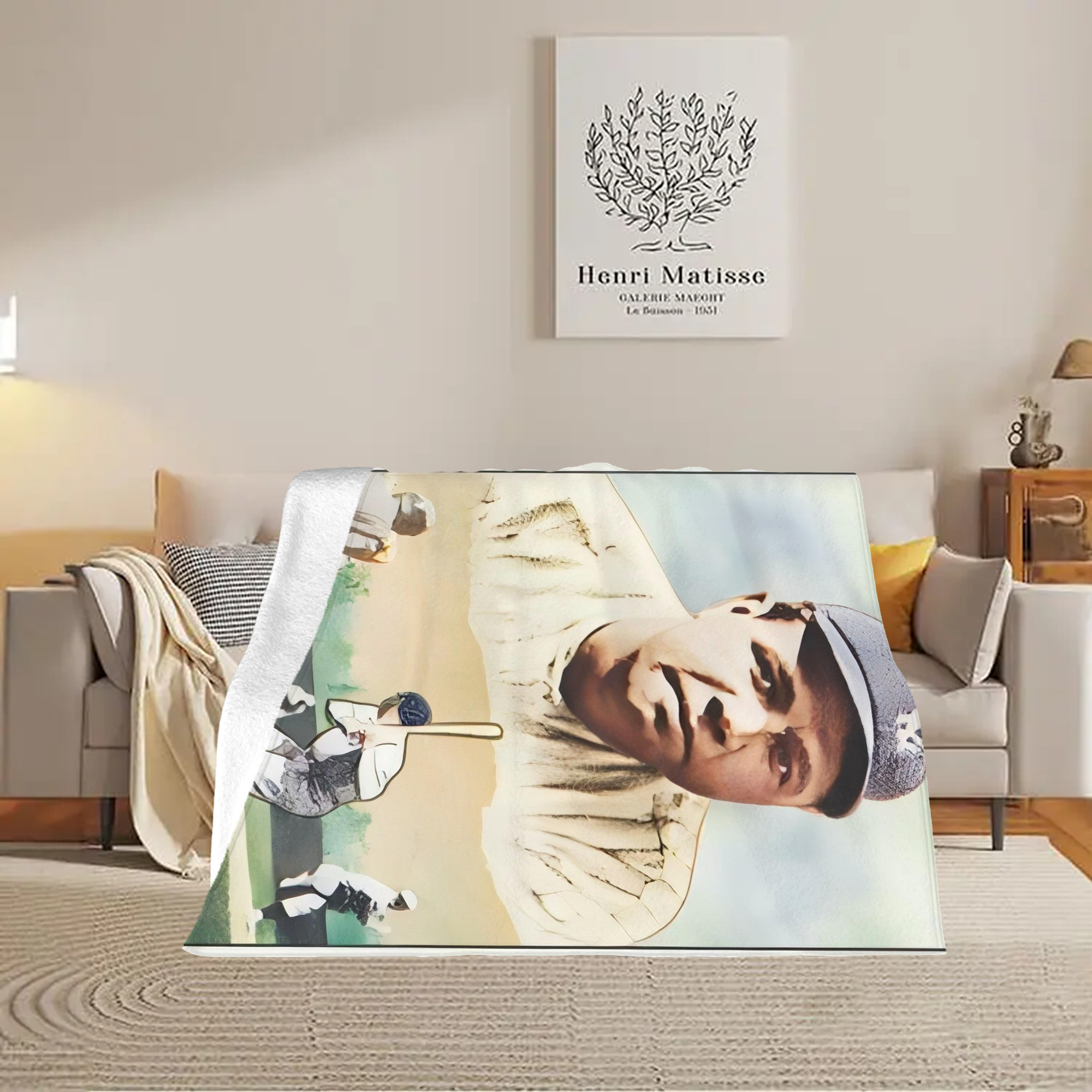 Babe Ruth 18 Soft Plush Fleece Blanket 30x40 Inch - 300GSM Flannel, Ultra Soft & Warm, Lightweight & Durable, Perfect For Kids, Adults, Couch, Bed, Camping, Travel, Gift For Family & Friends