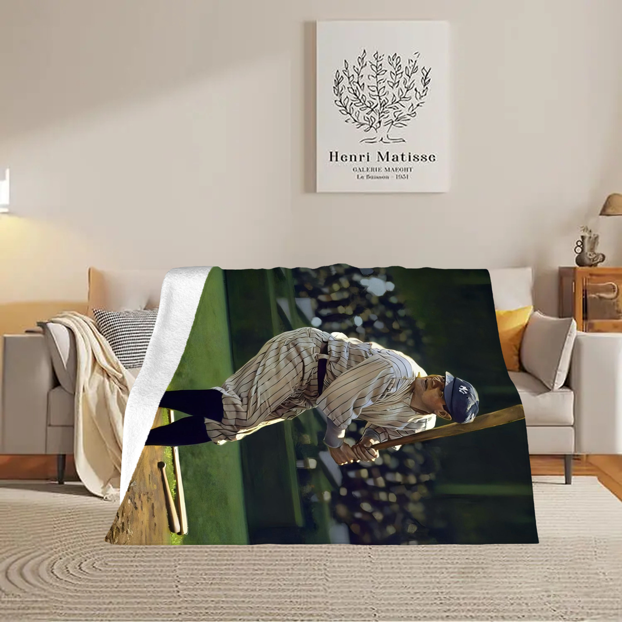 Babe Ruth 19 Soft Plush Fleece Blanket 30x40 Inch - 300GSM Flannel, Ultra Soft & Warm, Lightweight & Durable, Perfect For Kids, Adults, Couch, Bed, Camping, Travel, Gift For Family & Friends