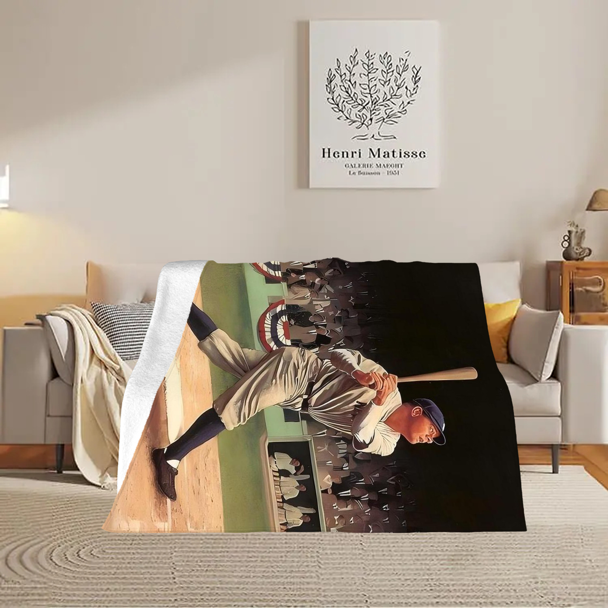 Babe Ruth 35 Soft Plush Fleece Blanket 30x40 Inch - 300GSM Flannel, Ultra Soft & Warm, Lightweight & Durable, Perfect For Kids, Adults, Couch, Bed, Camping, Travel, Gift For Family & Friends