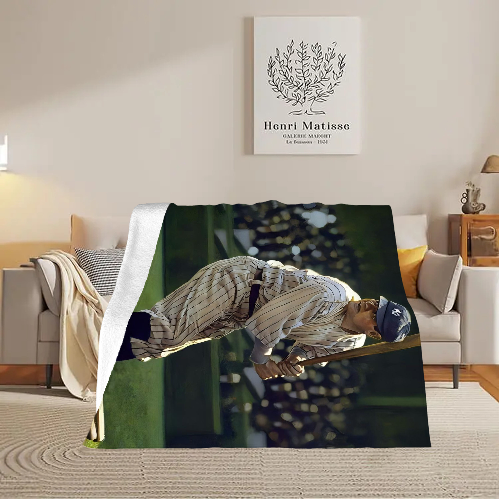 Babe Ruth 19 Soft Fleece Throw Blanket 50 X 60 Inch – Super Soft, Lightweight, And Durable – Perfect For Sofa, Bed, Camping, And More – Ideal Gift For Family And Friends