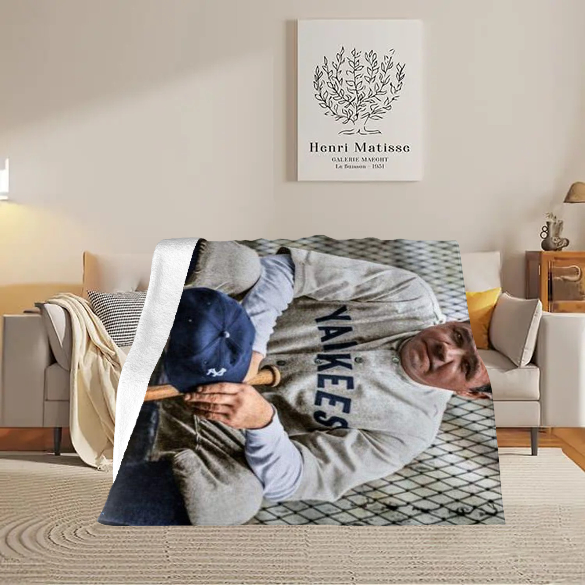 Babe Ruth 24 Soft Fleece Throw Blanket 50 X 60 Inch – Super Soft, Lightweight, And Durable – Perfect For Sofa, Bed, Camping, And More – Ideal Gift For Family And Friends