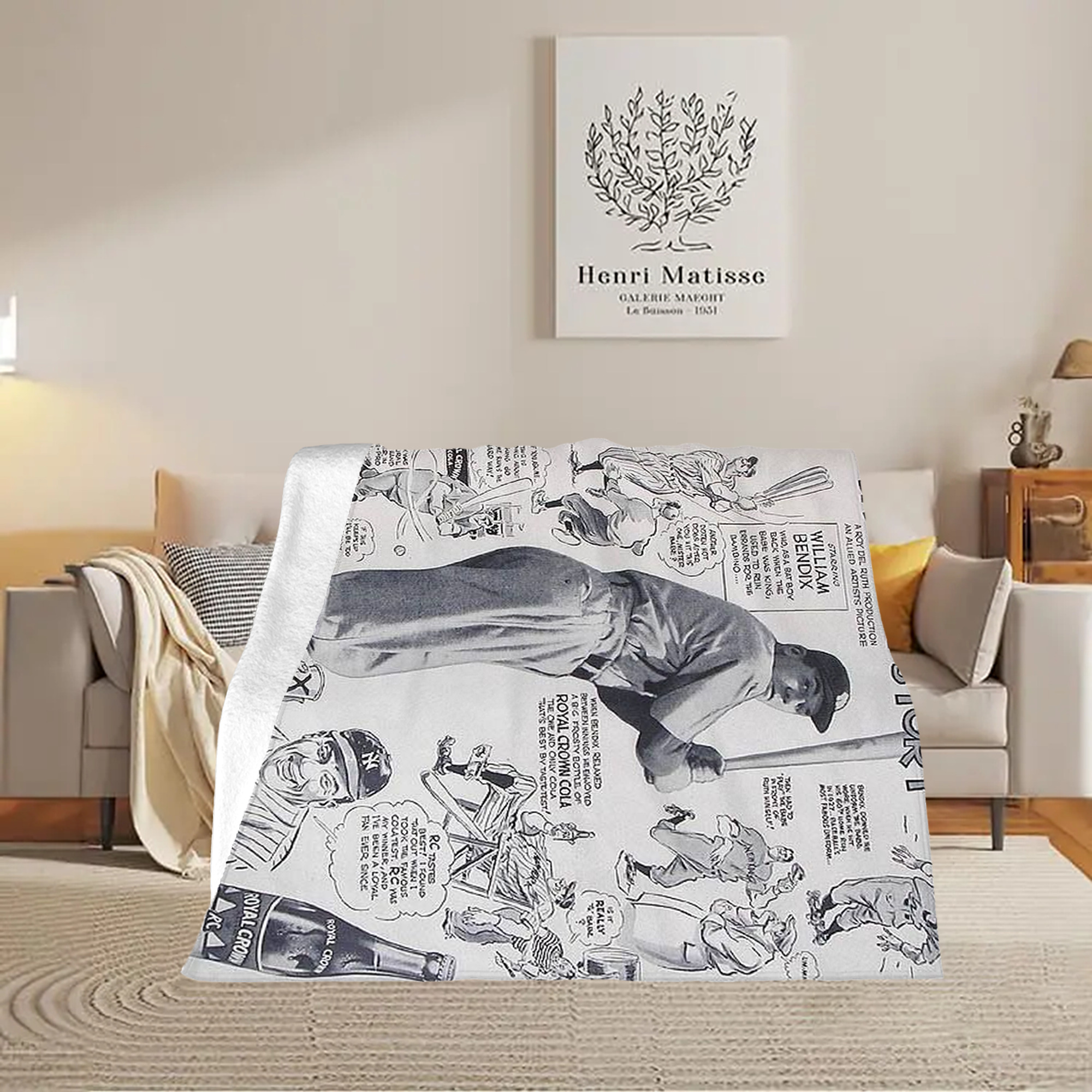 Babe Ruth 36 Soft Fleece Throw Blanket 50 X 60 Inch – Super Soft, Lightweight, And Durable – Perfect For Sofa, Bed, Camping, And More – Ideal Gift For Family And Friends