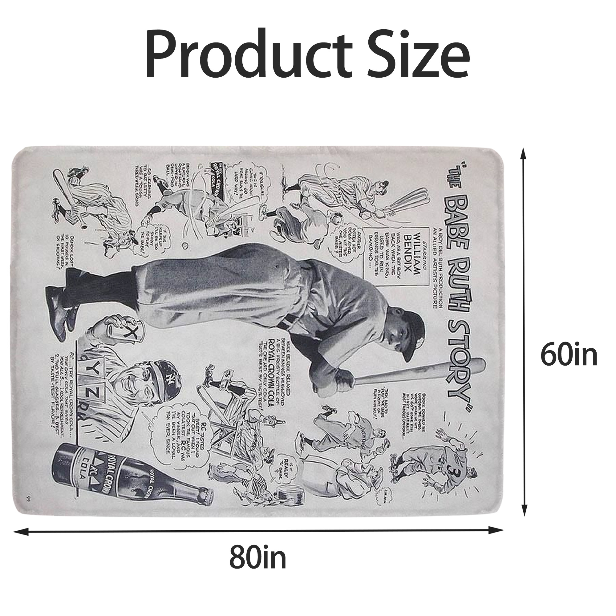 Babe Ruth 36 Soft Fleece Throw Blanket 60 X 80 Inch – Super Soft, Lightweight, And Durable – Perfect For Sofa, Bed, Camping, And More – Ideal Gift For Family And Friends