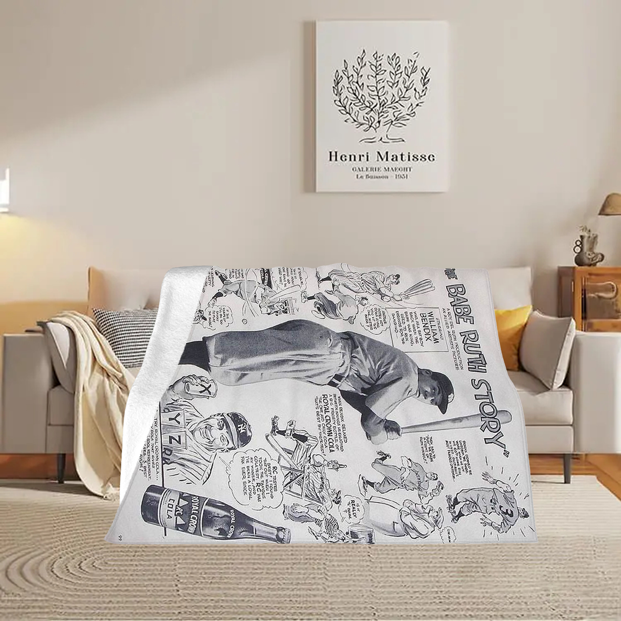 Babe Ruth 36 Soft Fleece Throw Blanket 60 X 80 Inch – Super Soft, Lightweight, And Durable – Perfect For Sofa, Bed, Camping, And More – Ideal Gift For Family And Friends