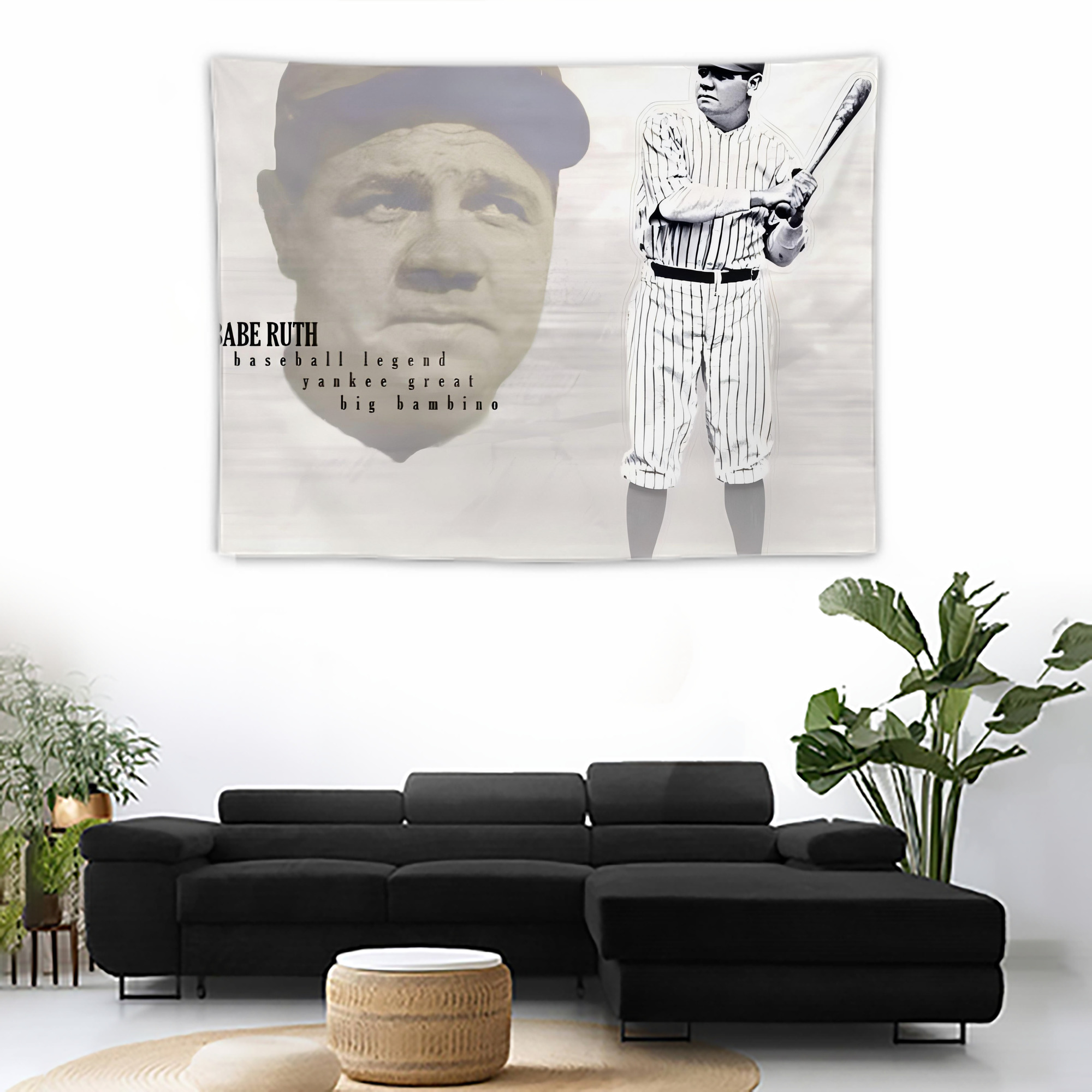 Babe Ruth 25 Wall Tapestry For Bedroom Aesthetic – Boho Style Polyester Fabric Wall Hanging With Hooks – 60 X 90 Inch Large Size, Lightweight, Durable, Easy To Hang