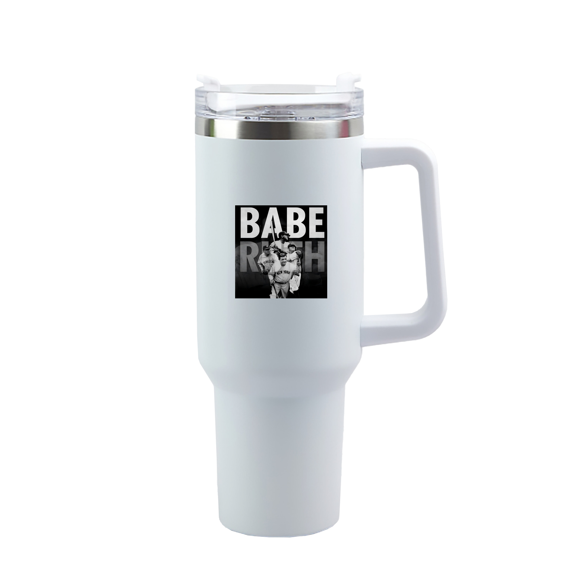Babe Ruth 22 40oz Handle Car Tumbler – Durable Stainless Steel Travel Mug With UV Print – Double Wall Insulated, Fits Most Car Cup Holders