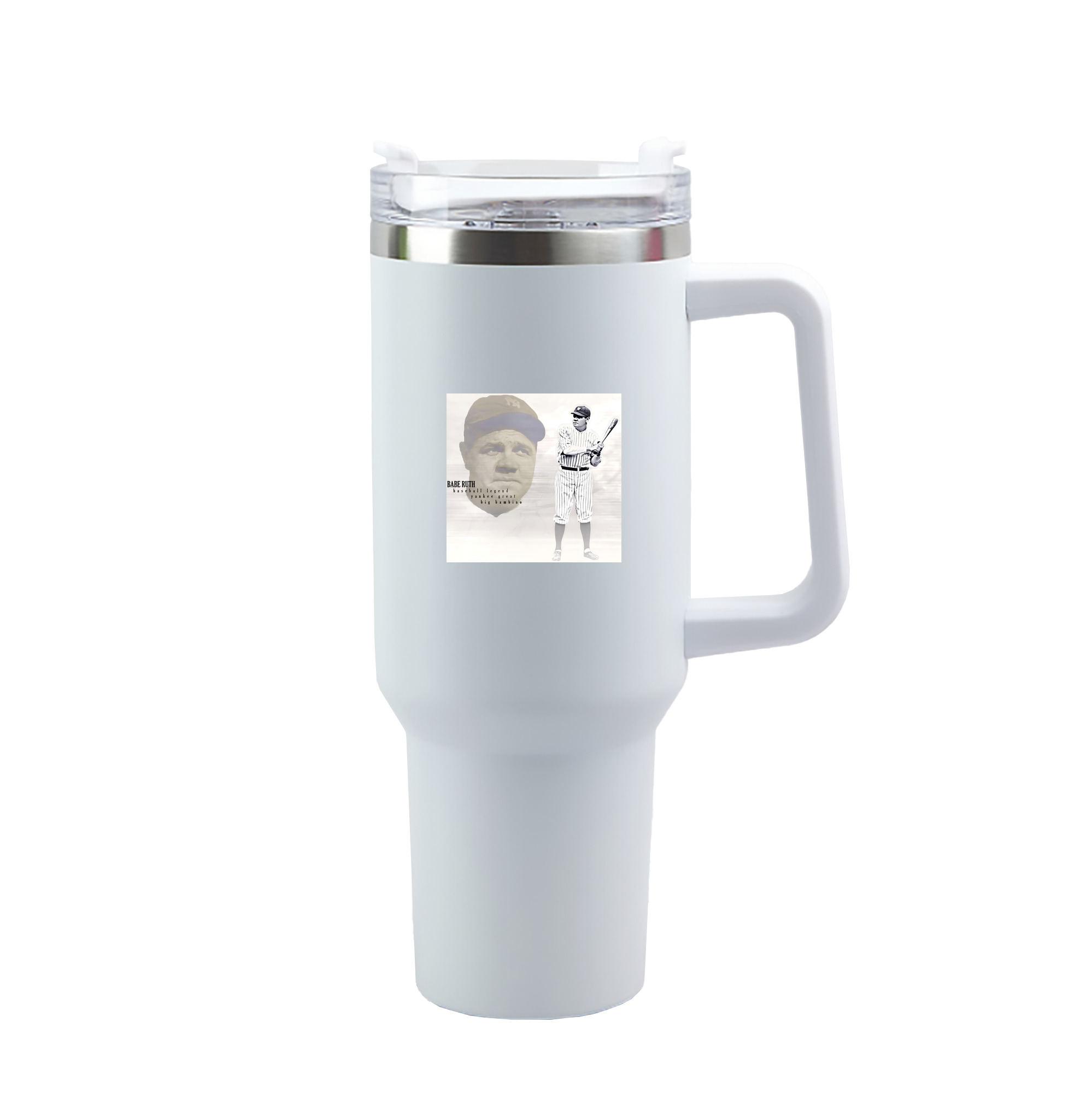 Babe Ruth 25 40oz Handle Car Tumbler – Durable Stainless Steel Travel Mug With UV Print – Double Wall Insulated, Fits Most Car Cup Holders