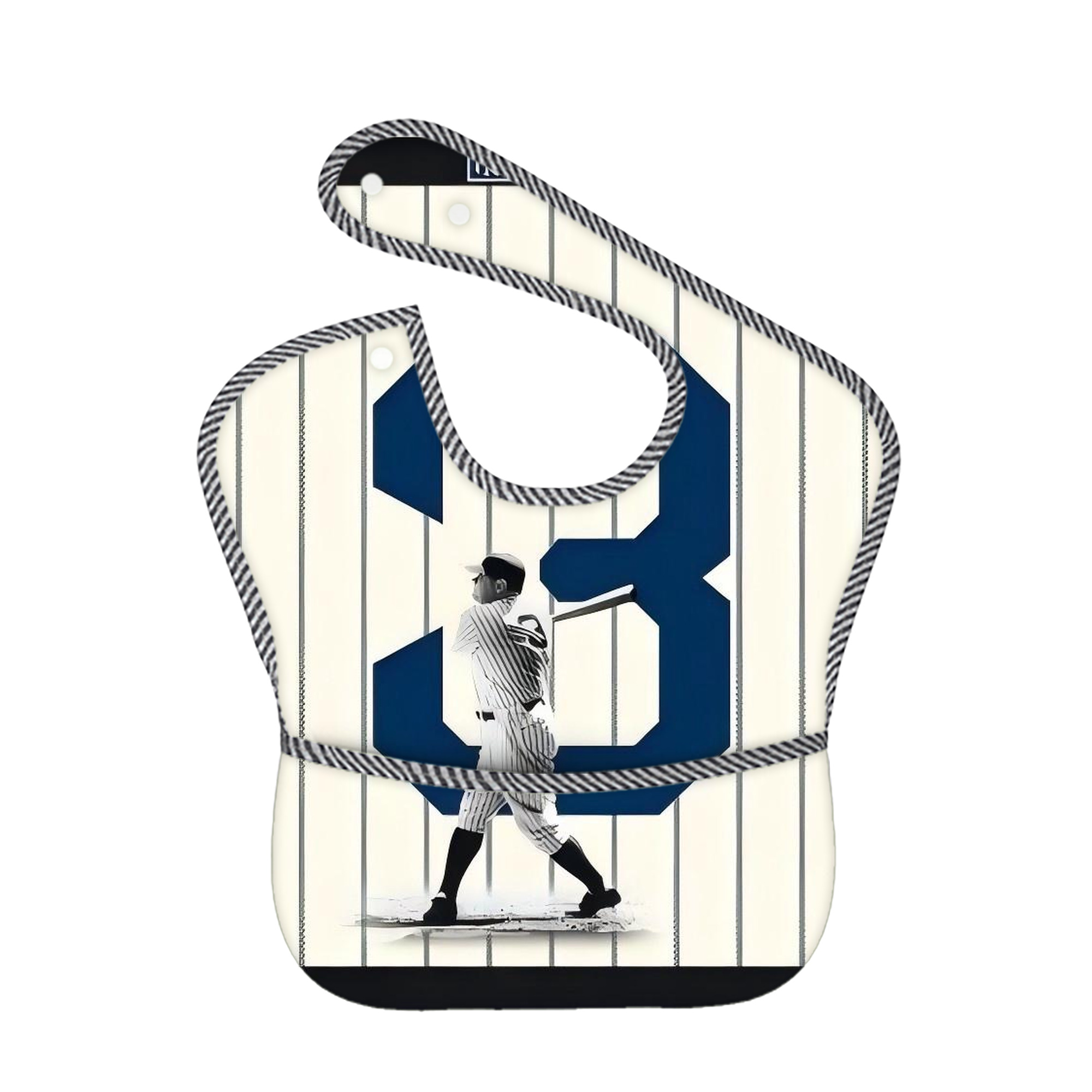 Babe Ruth 26 Adjustable Waterproof Toddler Bib – Full-Print Durable Polyester – Foldable Crumb Pocket – Easy Snap Closure – Soft