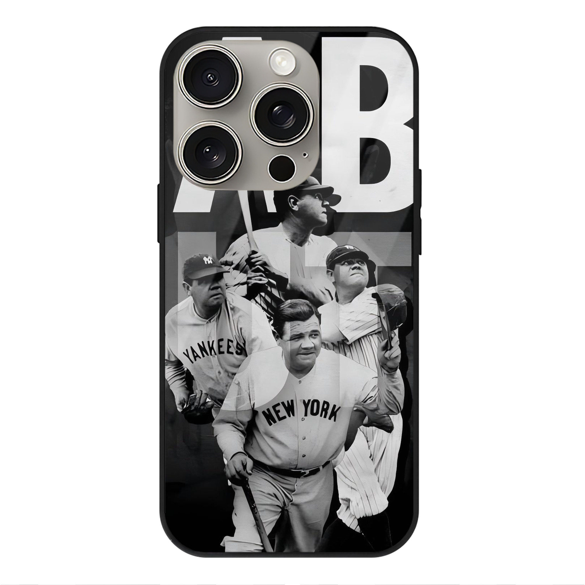 Babe Ruth 22 IPhone 15 Pro Mirror Phone Case – UV Printed Glass + TPU – Scratch-Resistant, Wireless Charging Compatible, Precise Fit & Stylish Design