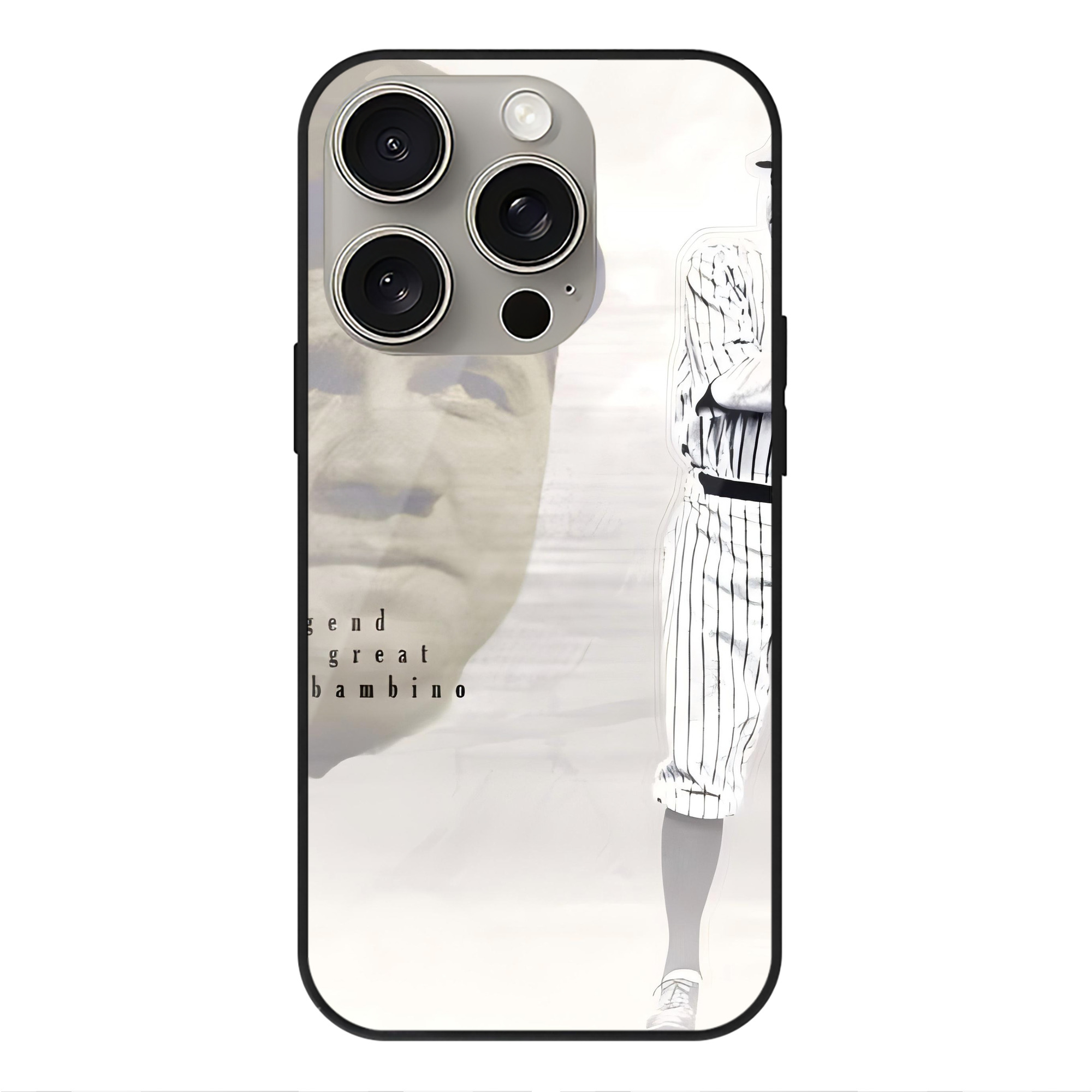 Babe Ruth 25 IPhone 15 Pro Mirror Phone Case – UV Printed Glass + TPU – Scratch-Resistant, Wireless Charging Compatible, Precise Fit & Stylish Design