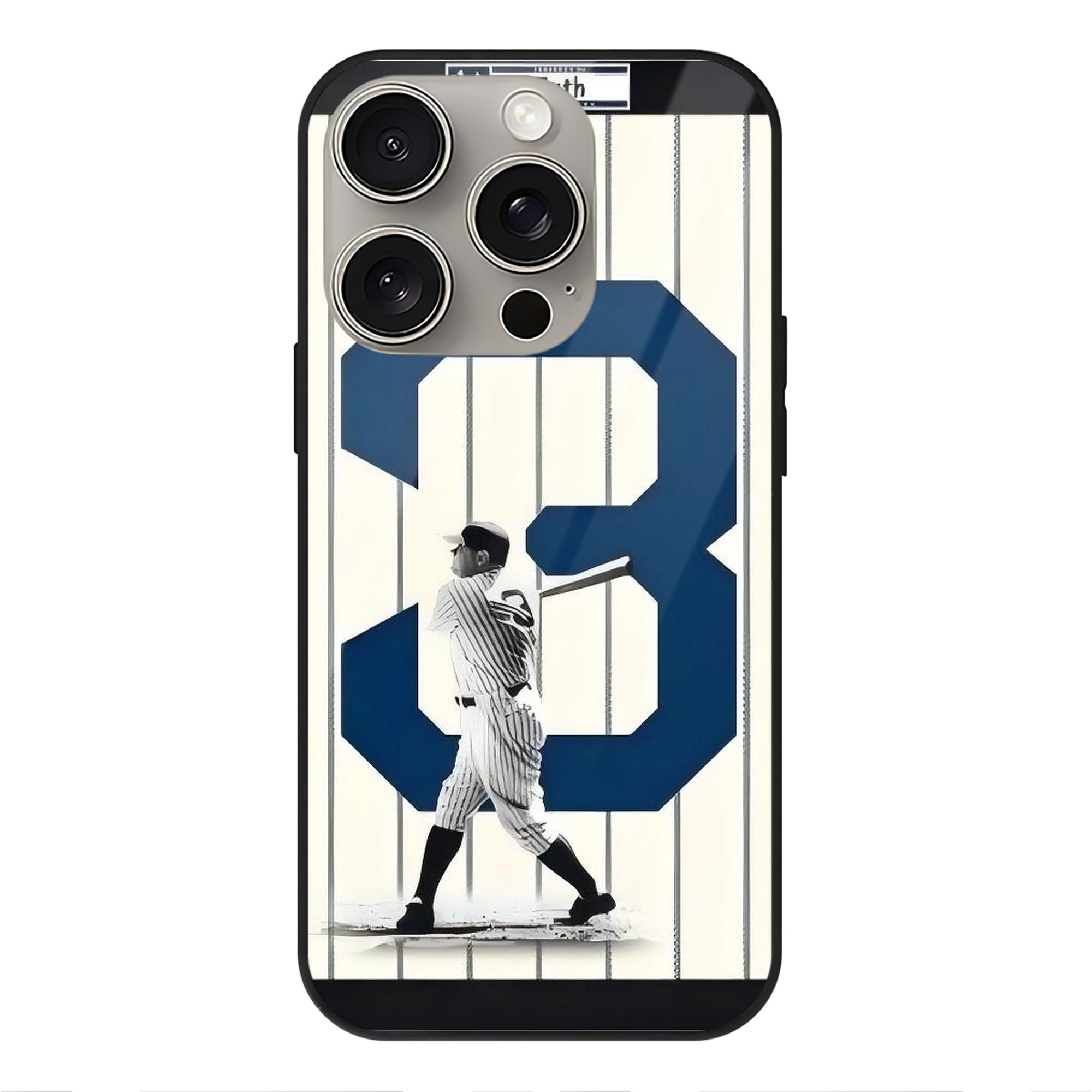 Babe Ruth 26 IPhone 15 Pro Mirror Phone Case – UV Printed Glass + TPU – Scratch-Resistant, Wireless Charging Compatible, Precise Fit & Stylish Design