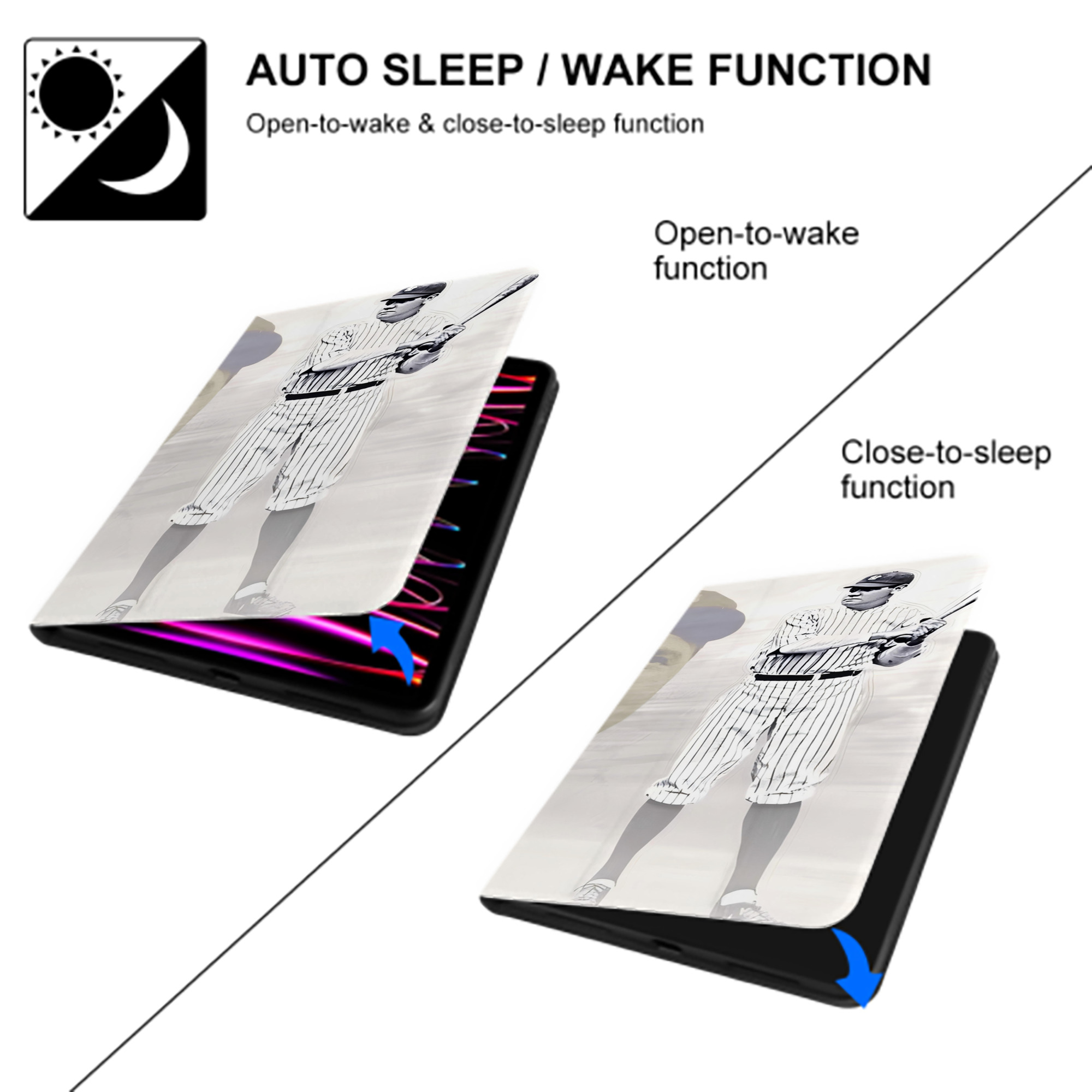 Babe Ruth 25 IPad Case Without Pencil Slot – Book-Style Cover With PU Leather & TPU – Slim, Durable, Scratch-Resistant, Full Protection & Easy Access