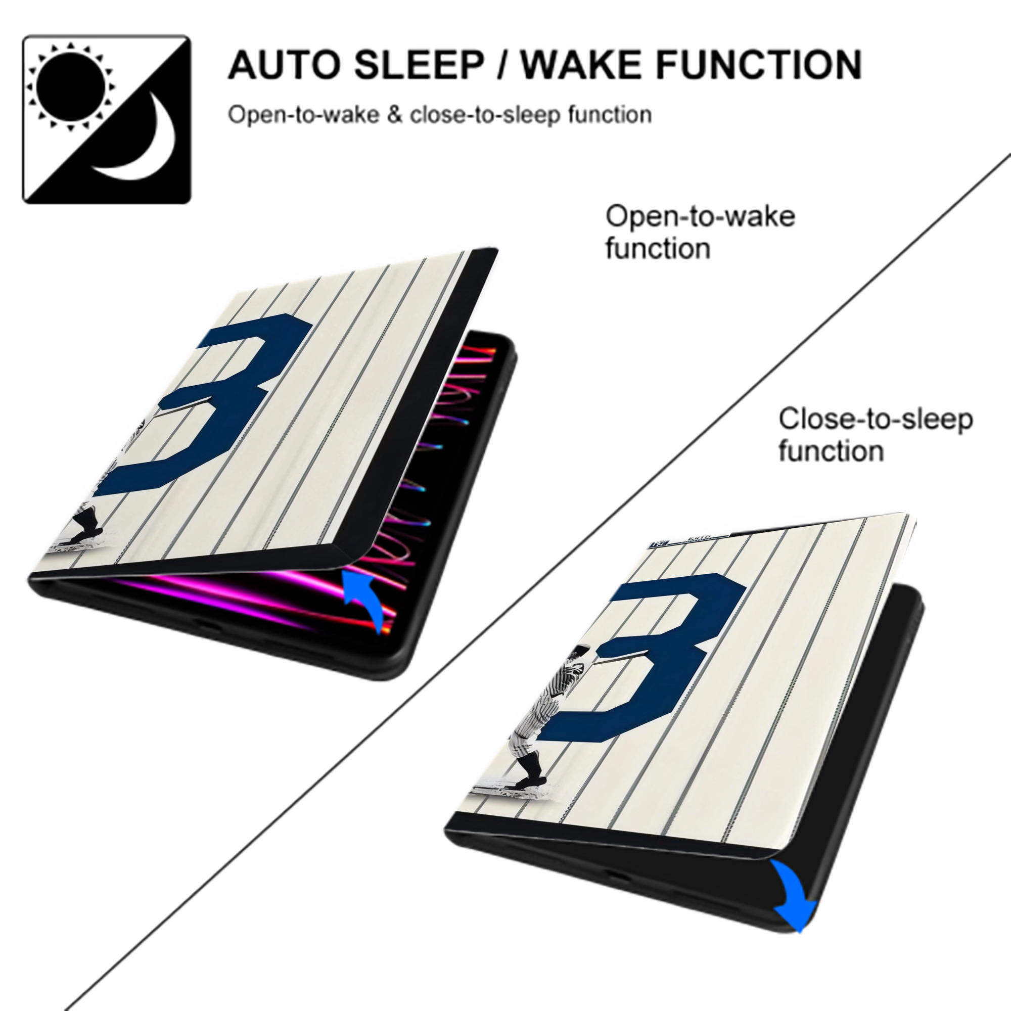 Babe Ruth 26 IPad Case Without Pencil Slot – Book-Style Cover With PU Leather & TPU – Slim, Durable, Scratch-Resistant, Full Protection & Easy Access