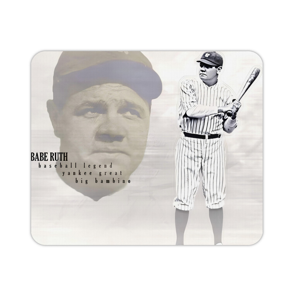 Babe Ruth 25 Durable Rubber Mouse Pad With Stitched Edges, Waterproof, Non-Slip Surface, Ultra-Thin Design For Gaming, Office