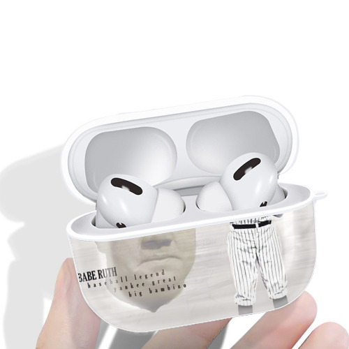 Babe Ruth 25 AirPods Pro Hard Case White With Keychain, Durable Flexible PC, Precise Cutouts, Anti-Fingerprint, Yellowing & Scratch Resistant, Full Protection, Washable