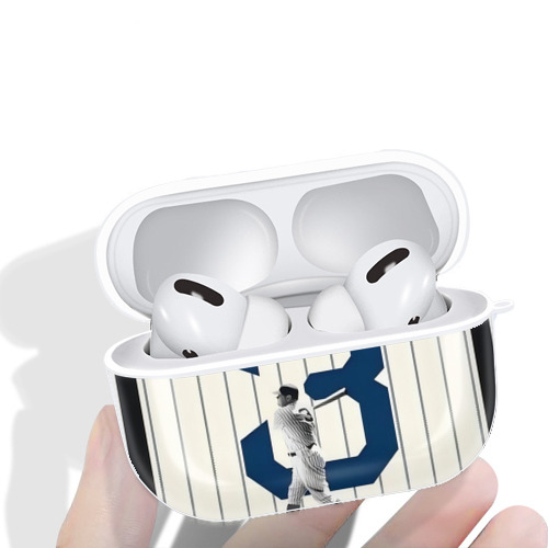 Babe Ruth 26 AirPods Pro Hard Case White With Keychain, Durable Flexible PC, Precise Cutouts, Anti-Fingerprint, Yellowing & Scratch Resistant, Full Protection, Washable