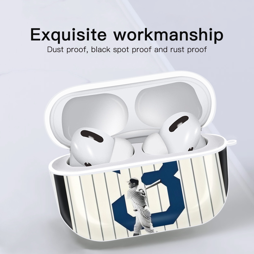 Babe Ruth 26 AirPods Pro Hard Case White With Keychain, Durable Flexible PC, Precise Cutouts, Anti-Fingerprint, Yellowing & Scratch Resistant, Full Protection, Washable