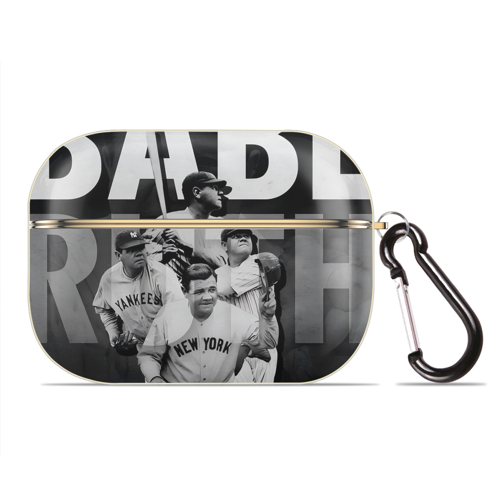 Babe Ruth 22 Luxury Gold AirPods Pro Case With Keychain, Flexible PC Material, Full Protection, Precise Cutouts, Anti-Fingerprint, Washable, Durable Design
