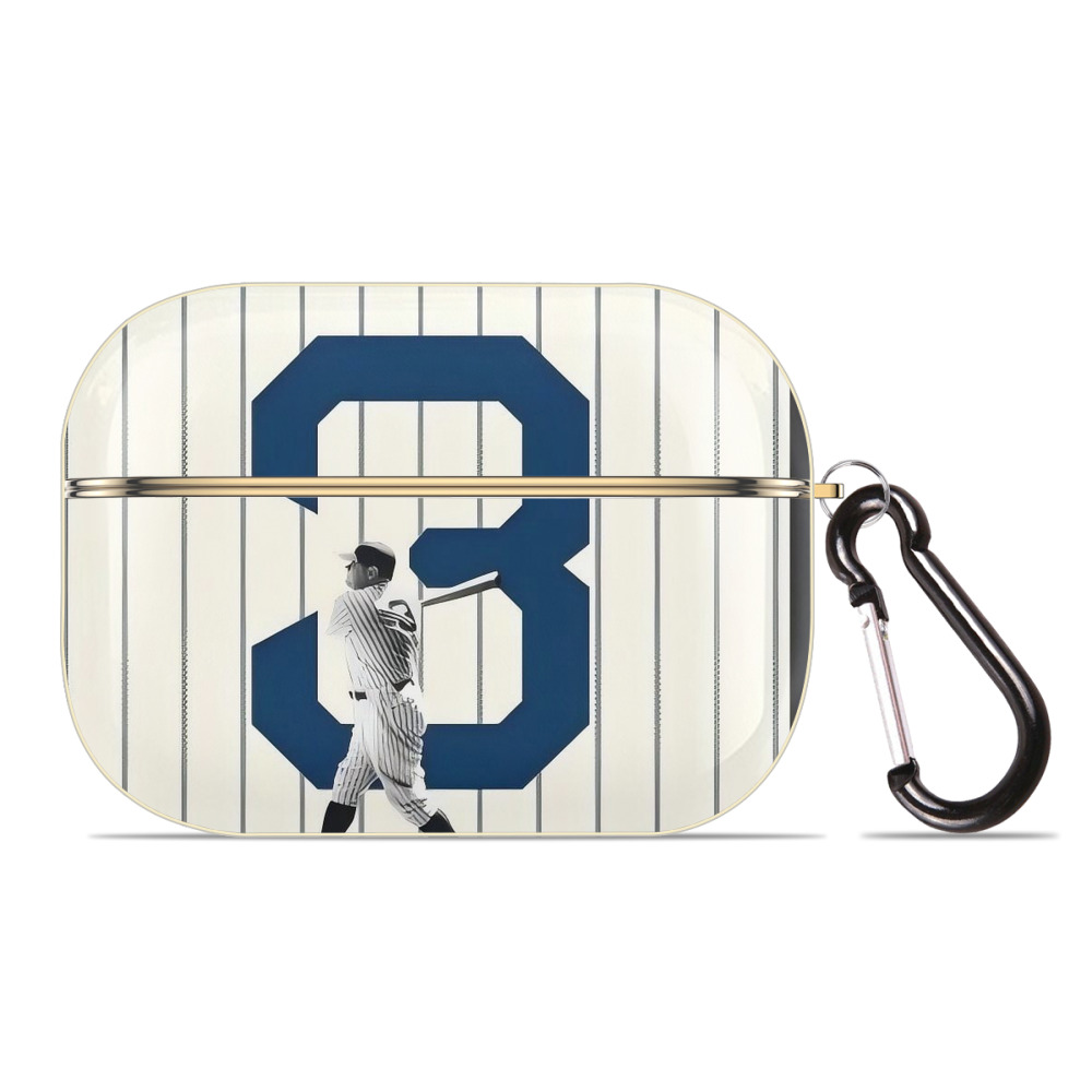 Babe Ruth 26 Luxury Gold AirPods Pro Case With Keychain, Flexible PC Material, Full Protection, Precise Cutouts, Anti-Fingerprint, Washable, Durable Design