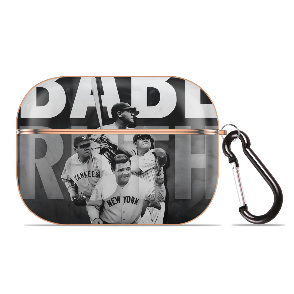 Babe Ruth 22 AirPods Pro Protective Case Rose Gold, Flexible PC Material, Precise Fit, Anti-Slip Cover, Full Protection, Fingerprint Resistant, Washable With Keychain