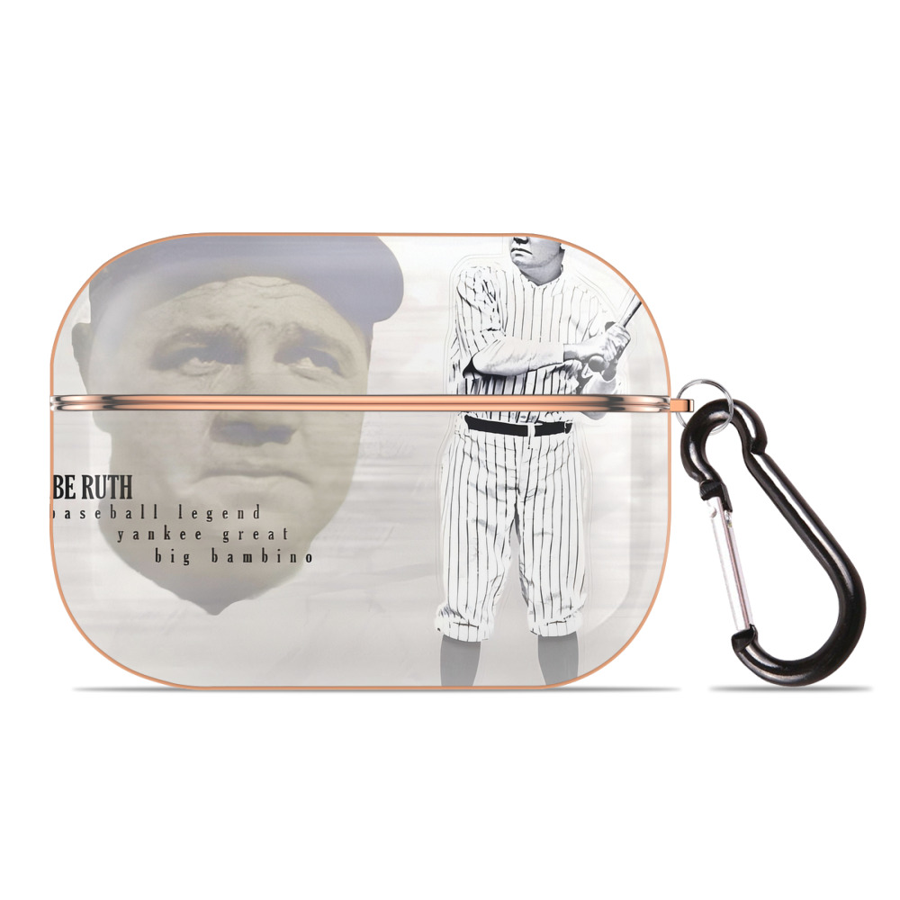 Babe Ruth 25 AirPods Pro Protective Case Rose Gold, Flexible PC Material, Precise Fit, Anti-Slip Cover, Full Protection, Fingerprint Resistant, Washable With Keychain