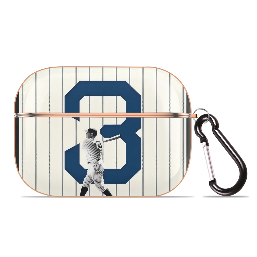 Babe Ruth 26 AirPods Pro Protective Case Rose Gold, Flexible PC Material, Precise Fit, Anti-Slip Cover, Full Protection, Fingerprint Resistant, Washable With Keychain