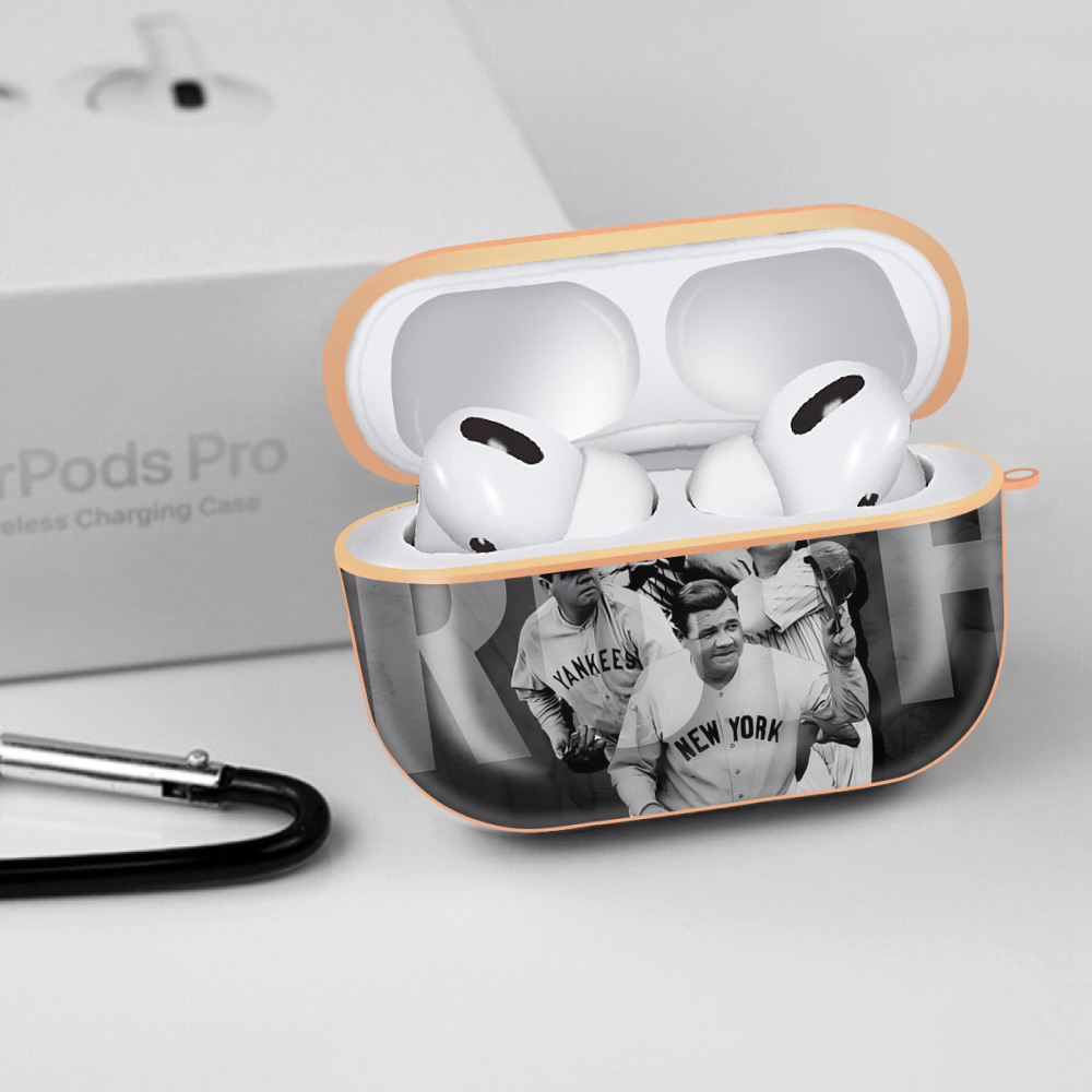 Babe Ruth 22 AirPods Pro Protective Case Rose Gold, Flexible PC Material, Precise Fit, Anti-Slip Cover, Full Protection, Fingerprint Resistant, Washable With Keychain